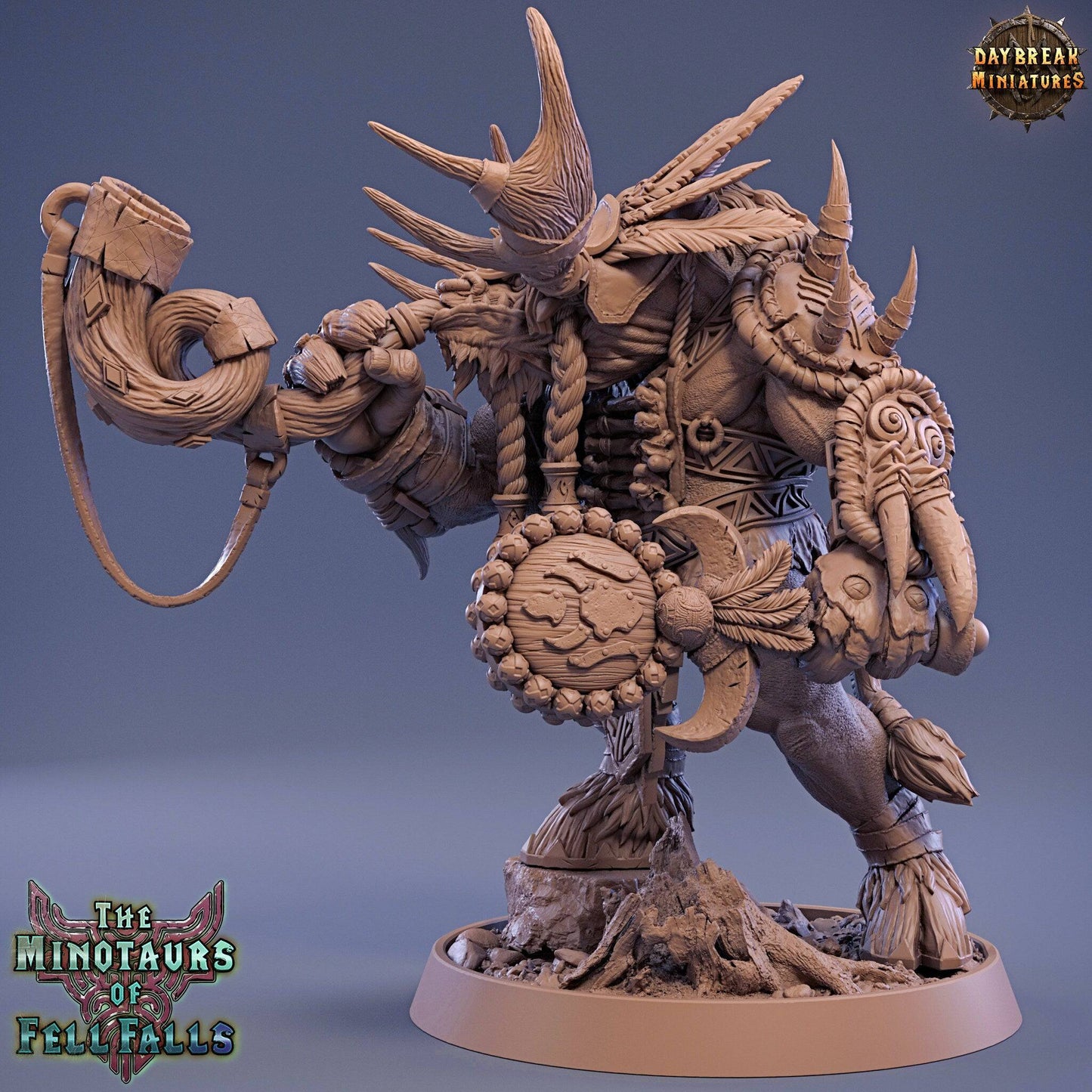 Talos Frakk, Minotaur Shaman Bard | TTRPG Miniature | Daybreak Miniatures - Tattles Told 3D