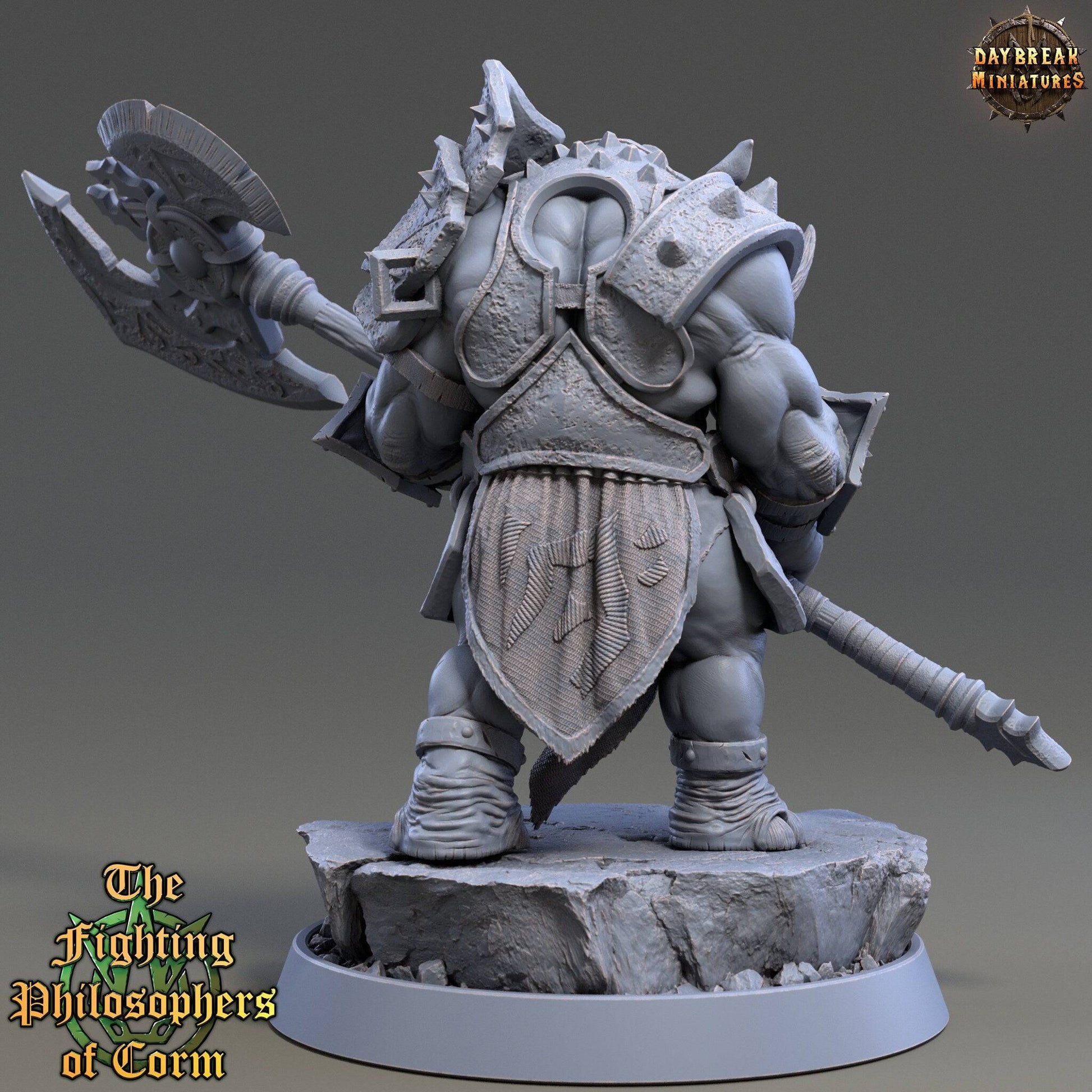 Theon Foulcurse, Rhinofolk Warrior | TTRPG D&D Miniature | Daybreak Miniatures - Tattles Told 3D