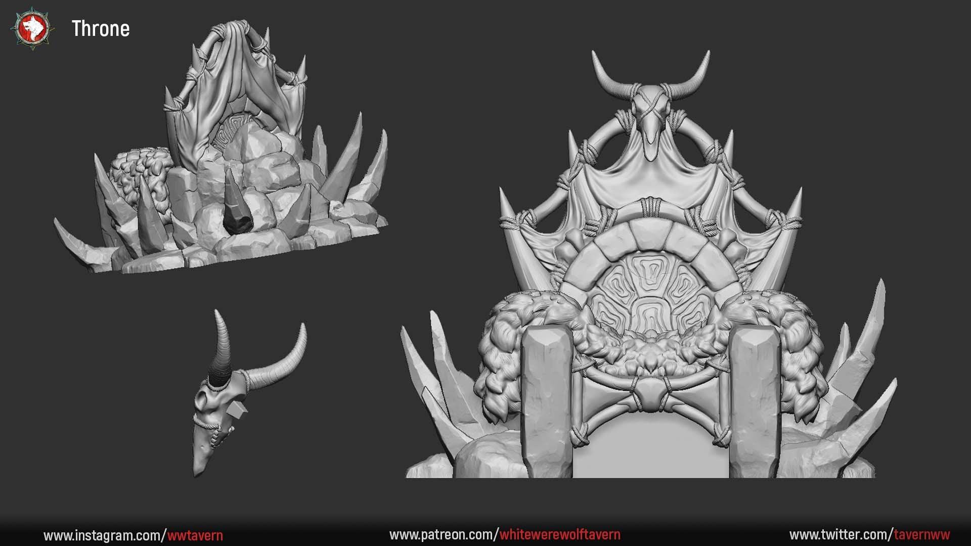 Throne | TTRPG Miniature | White Werewolf Tavern - Tattles Told 3D
