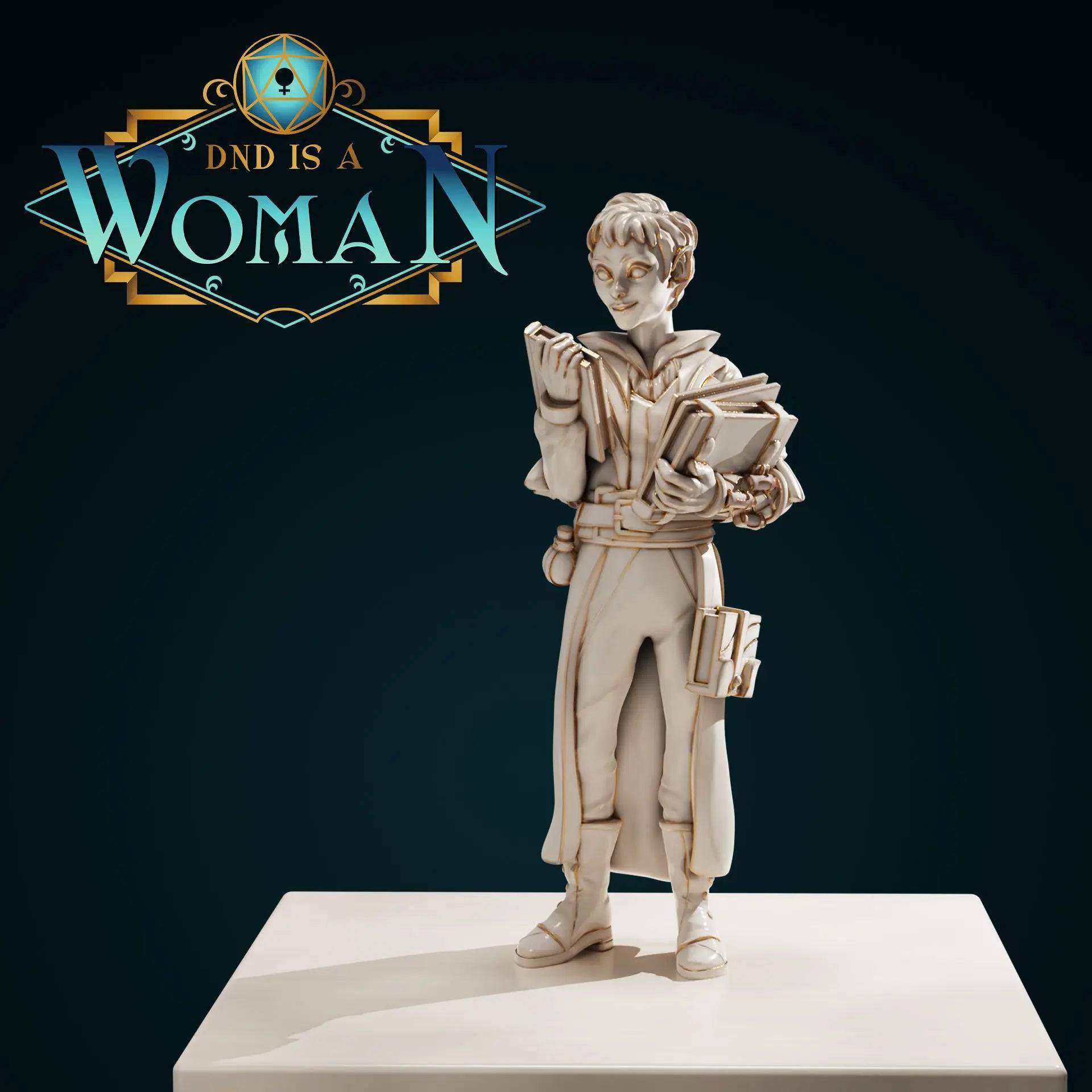 Tinna Venn, Gnome Wizard | D&D Miniature TTRPG Character | DND is a Woman - Tattles Told 3D