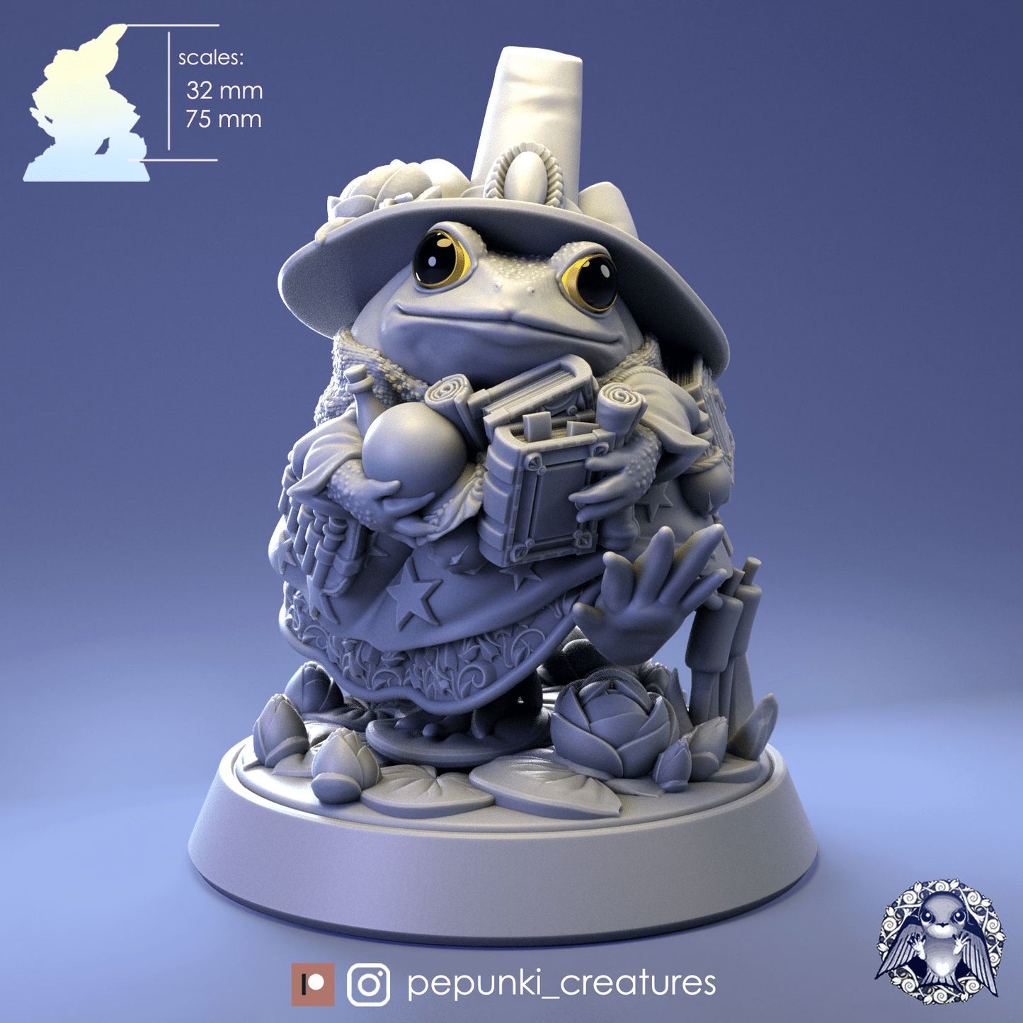 Tomato Frog Wizard | Dungeons and Dragons Tabletop Roleplaying Game Miniature | Pepunki Miniatures - Tattles Told 3D