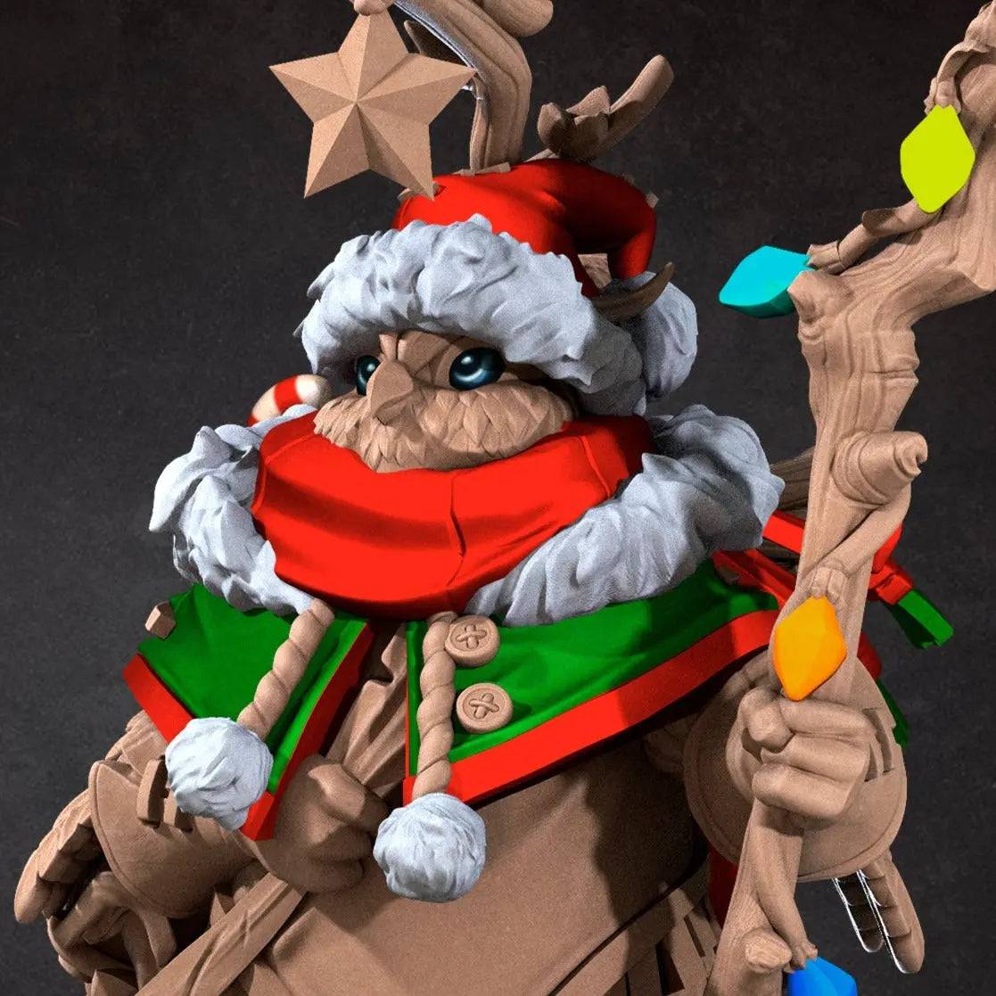Uka, Owlfolk Forest Keeper - Christmas Yule Version | D&D Miniature TTRPG Character | Bite the Bullet - Tattles Told 3D