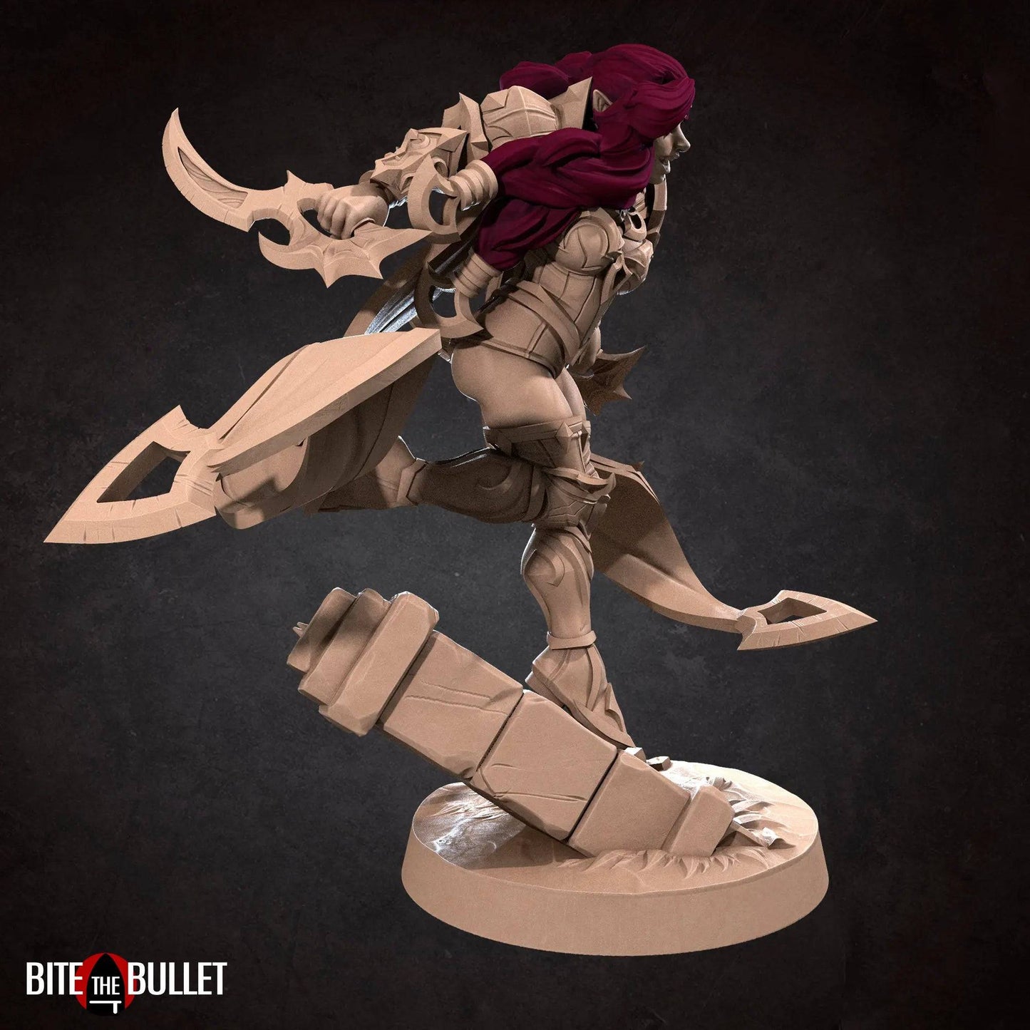 Vampire Rogue Thief Assassin Leaping Twin Daggers | D&D Miniature TTRPG Character | Bite the Bullet - Tattles Told 3D