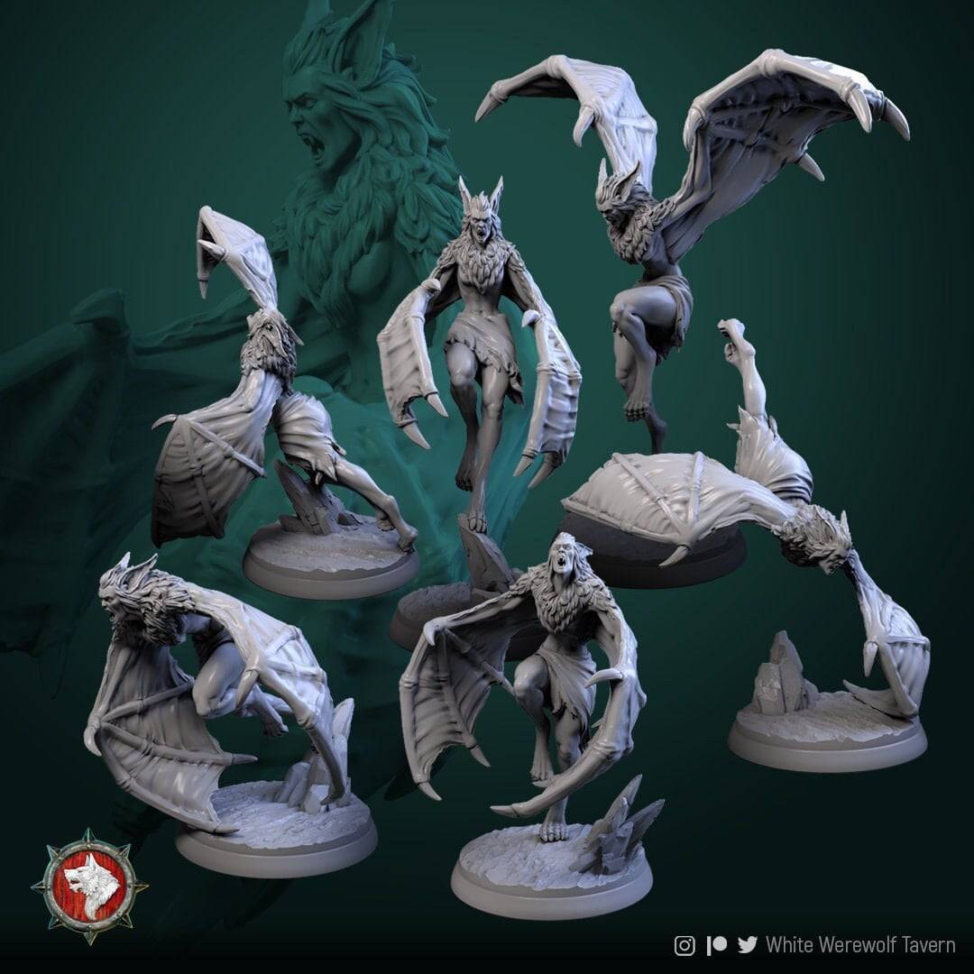 Vampires Batform | TTRPG Miniature | White Werewolf Tavern - Tattles Told 3D