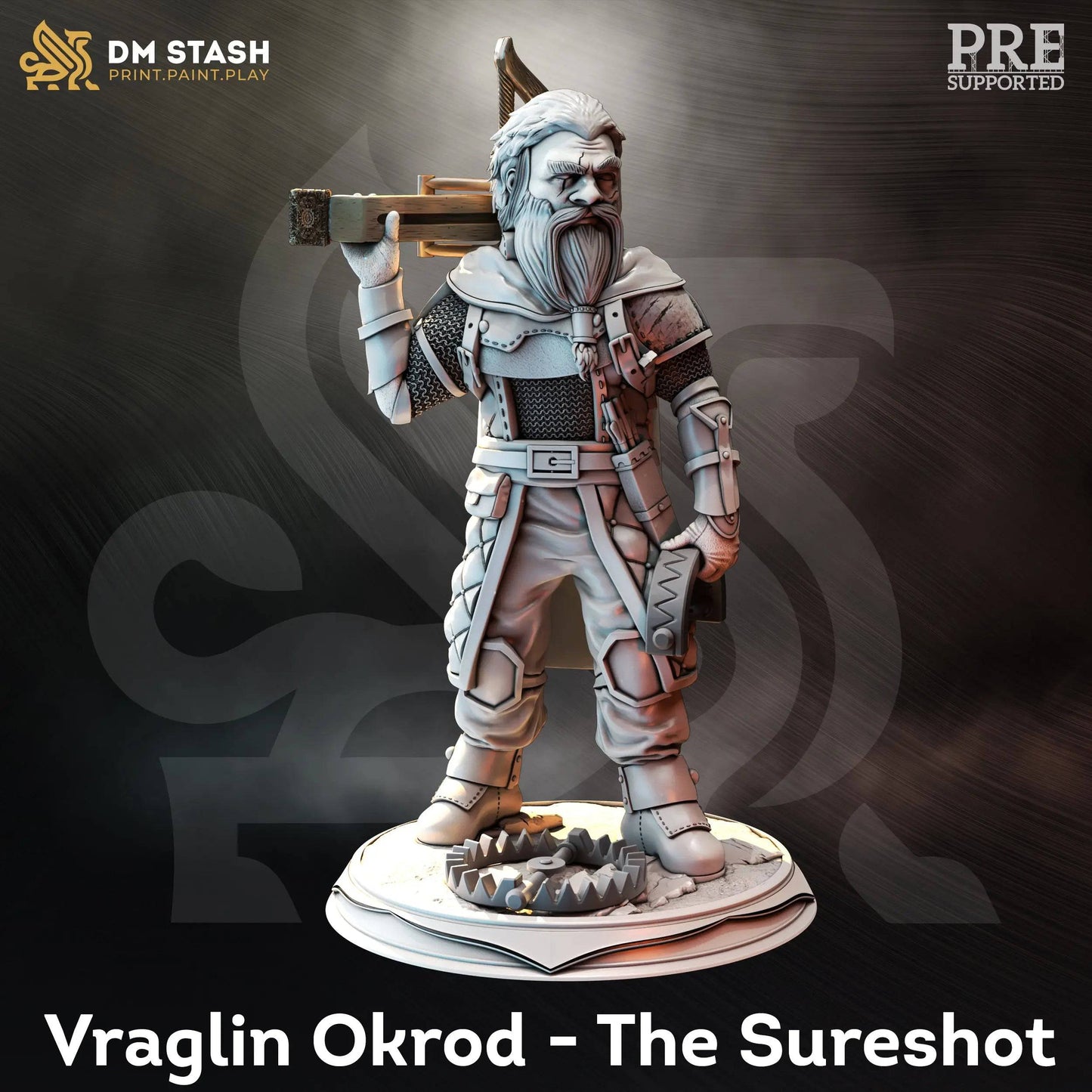 Vraglin Okrod the Sureshot, Gnome Halfling Dwarf Trapper Ranger | D&D TTRPG Character Miniature | DM Stash - Tattles Told 3D
