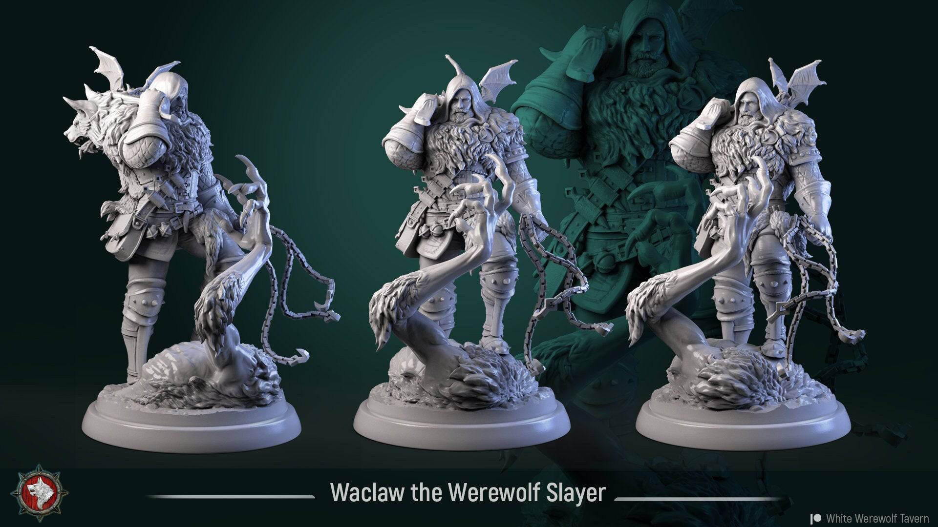 Waclaw the Werewolf Slayer | TTRPG Miniature | White Werewolf Tavern - Tattles Told 3D