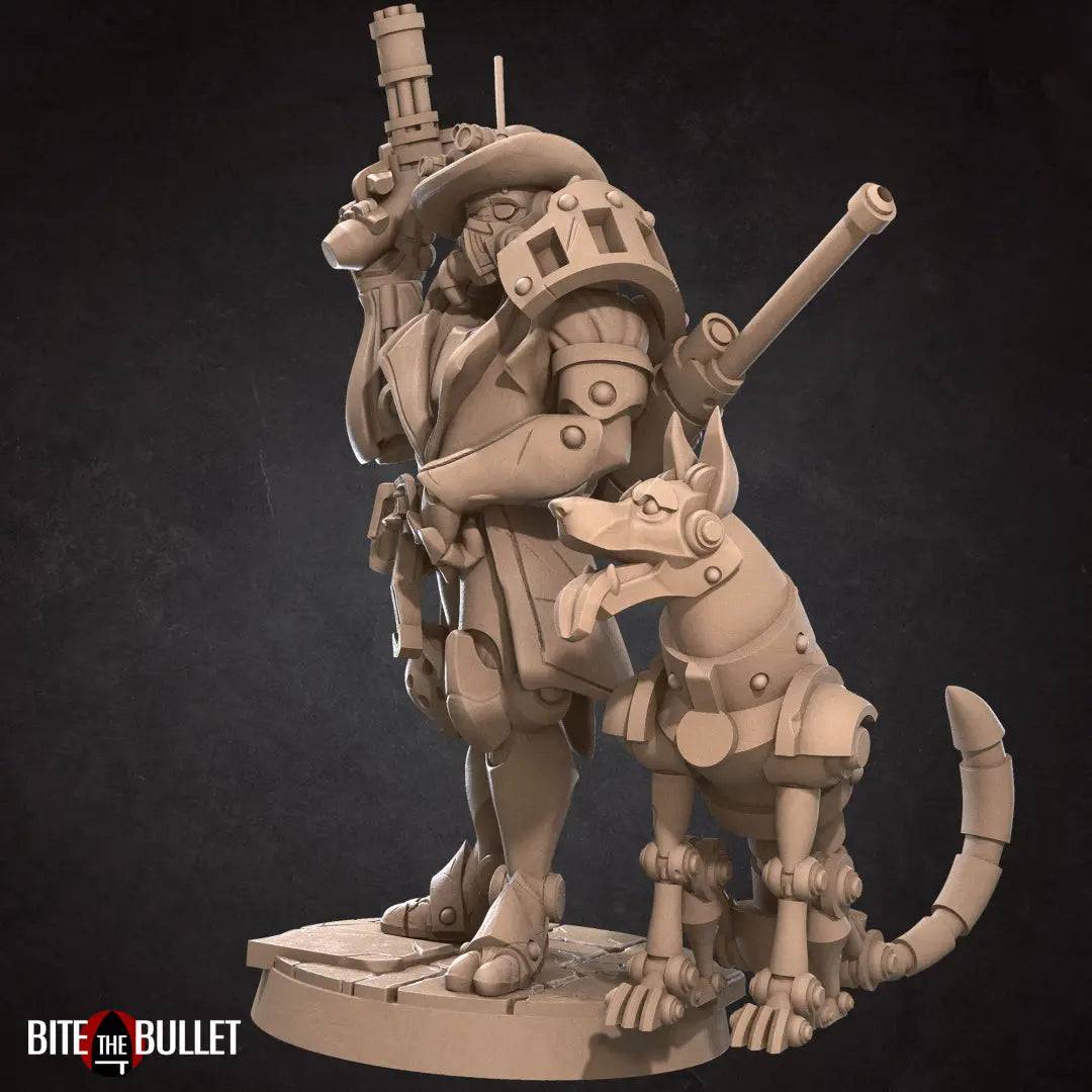 Warforged Artificer and Robot Pet Companion | D&D Miniature TTRPG Character | Bite the Bullet - Tattles Told 3D