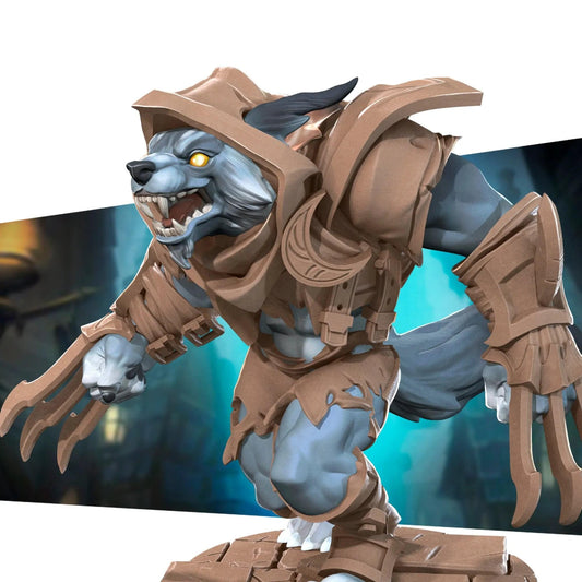 Werewolf Lycan Worgen Rogue Thief Assassin | D&D Miniature TTRPG Character | Bite the Bullet - Tattles Told 3D