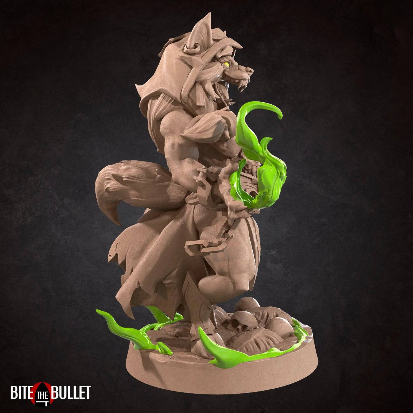 Werewolf Lycan Worgen Warlock | D&D Miniature TTRPG Character | Bite the Bullet - Tattles Told 3D