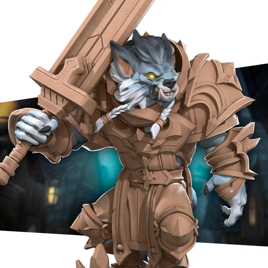 Werewolf Lycan Worgen Warrior | D&D Miniature TTRPG Character | Bite the Bullet - Tattles Told 3D