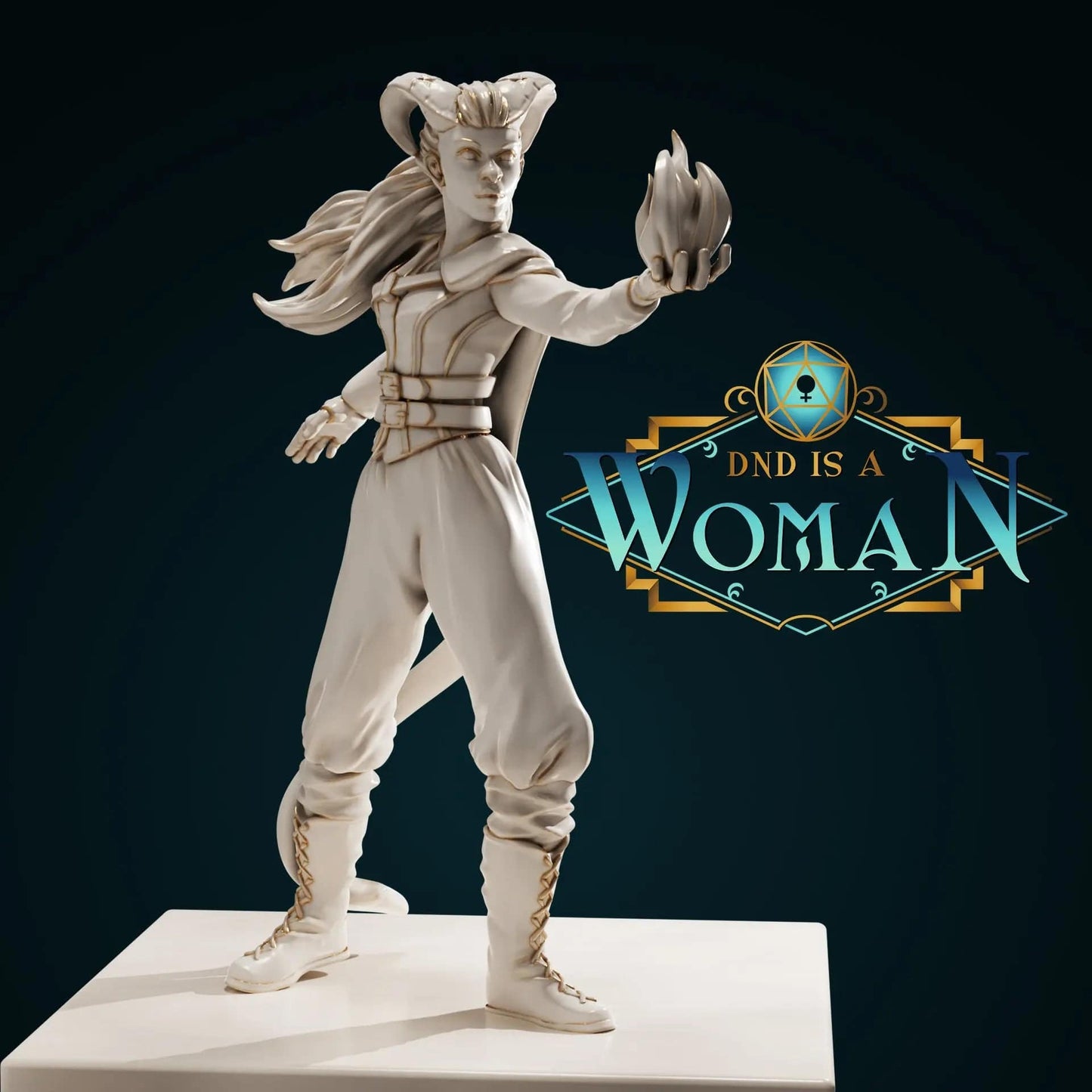 Zalerie, Tiefling Warlock | D&D Miniature TTRPG Character | DND is a Woman - Tattles Told 3D