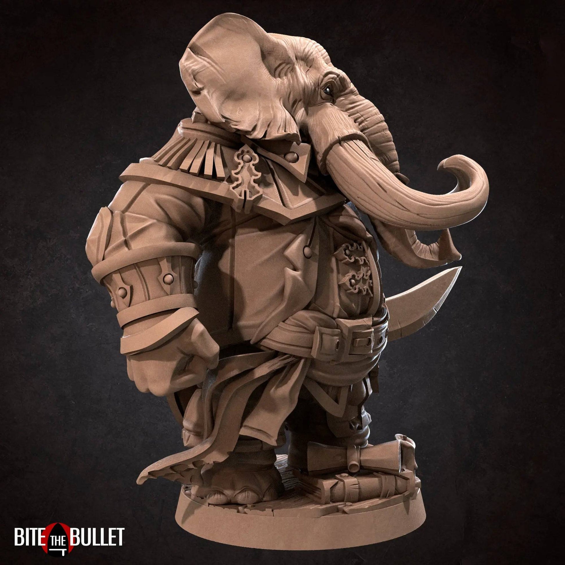 Zunebo Newgate, Commander Loxodon Elephantfolk | D&D Miniature TTRPG Character | Bite the Bullet - Tattles Told 3D