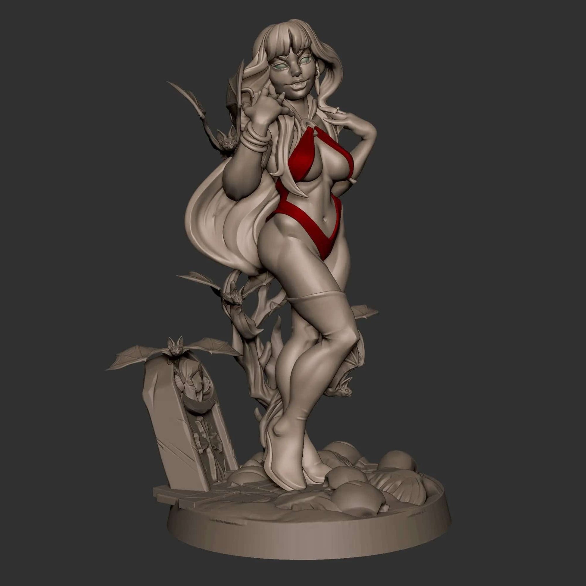 Dawn, Pinup SFW NSFW Lovely Woman, Vampire Bat | D&D Miniature Pinup | Bite the Bullet - Tattles Told 3D