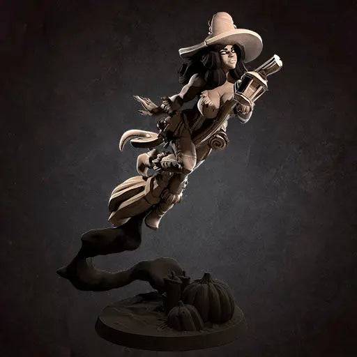 Dorotea, Pinup SFW NSFW Lovely Woman, Witch Lying on a Broom | D&D Miniature Pinup | Bite the Bullet - Tattles Told 3D