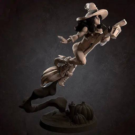 Dorotea, Pinup SFW NSFW Lovely Woman, Witch Lying on a Broom | D&D Miniature Pinup | Bite the Bullet - Tattles Told 3D