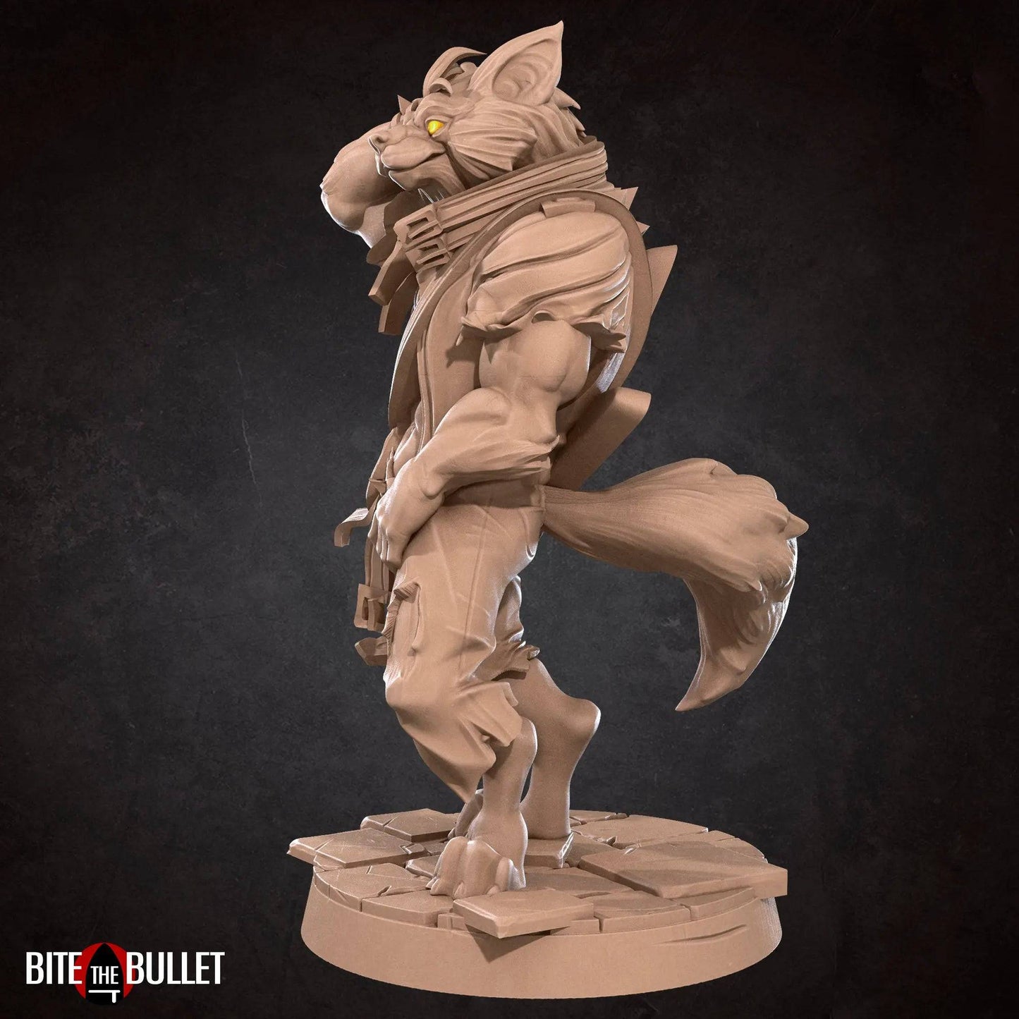 Jack Hugeman, Pinup Handsome Man, Werewolf Worgen | D&D Miniature Pinup | Bite the Bullet - Tattles Told 3D