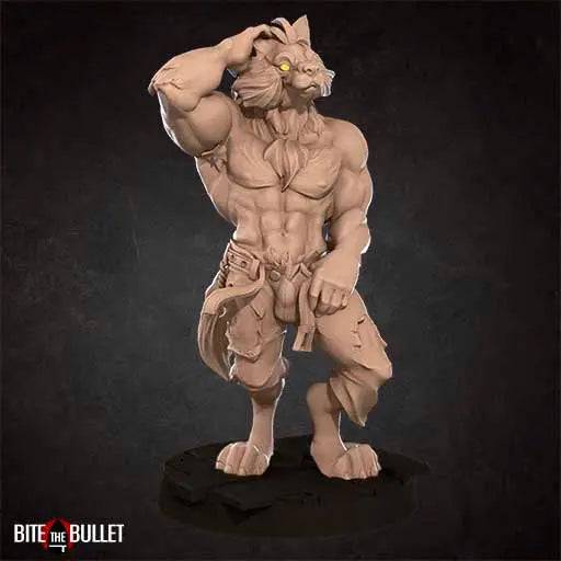 Jack Hugeman, Pinup Handsome Man, Werewolf Worgen | D&D Miniature Pinup | Bite the Bullet - Tattles Told 3D