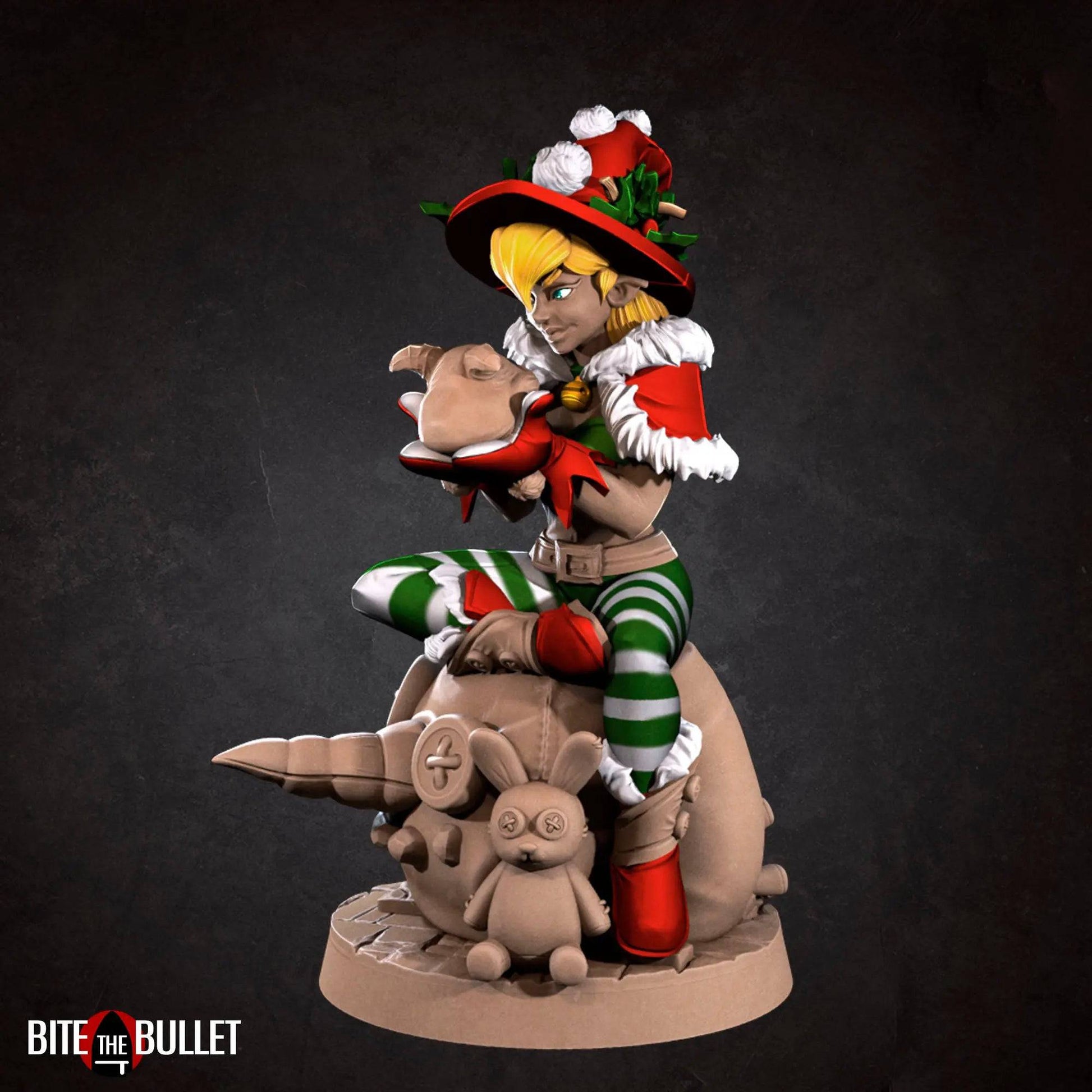 Jingle, Pinup SFW NSFW Lovely Woman, Christmas Elf Gnome Sprite | D&D Miniature Pinup | Bite the Bullet - Tattles Told 3D