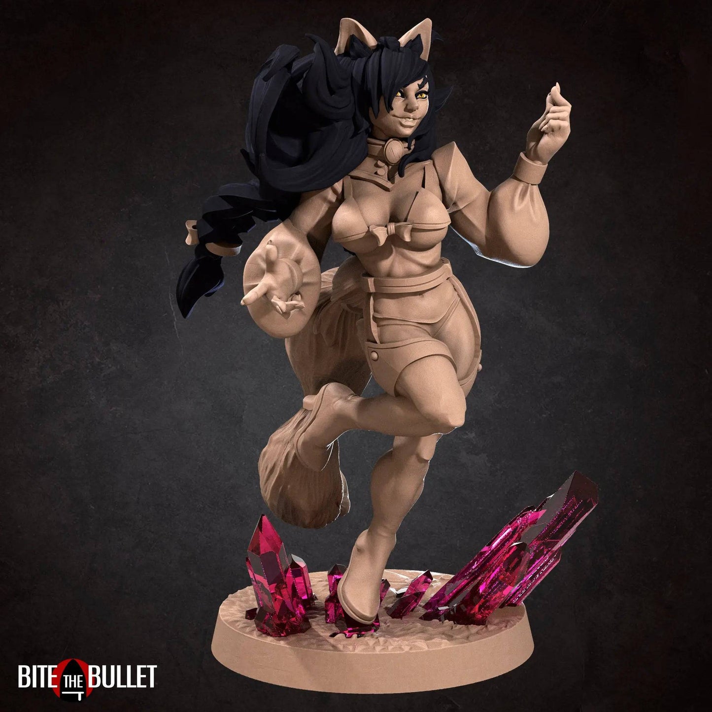 Mahrian, Pinup SFW NSFW Lovely Woman, Fox Human Kitsune | D&D Miniature Pinup | Bite the Bullet - Tattles Told 3D
