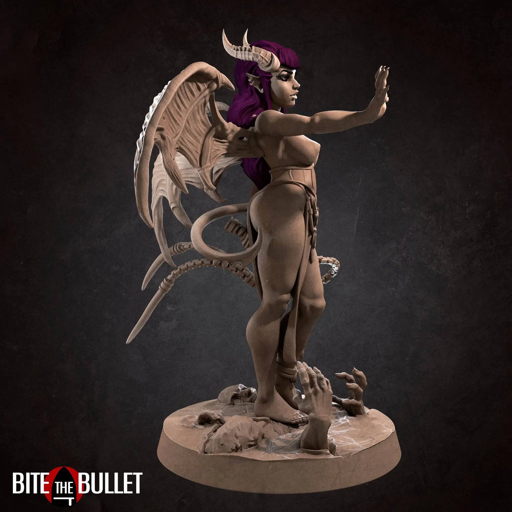 Scarlet, Pinup SFW NSFW Lovely Woman, Succubus with Whip | D&D Miniature Pinup | Bite the Bullet - Tattles Told 3D