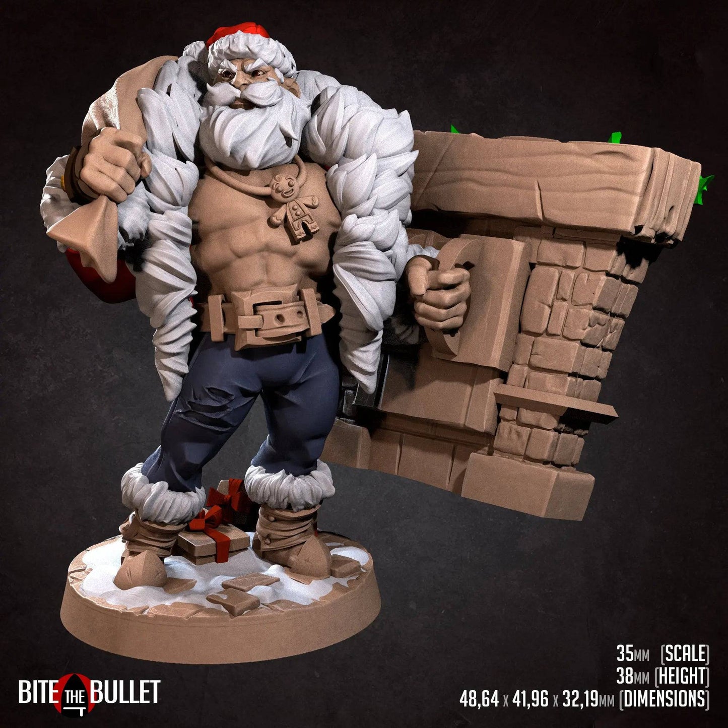 Sexy Santa Klaus, Pinup Handsome Man | D&D Miniature Pinup | Bite the Bullet - Tattles Told 3D