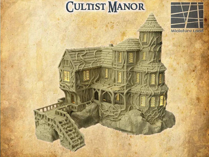 Corrupted Cultist Manor House | 28mm Scale | D&D TTRPG Playable 3D Printed Building Terrain Scenery | MiniatureLand