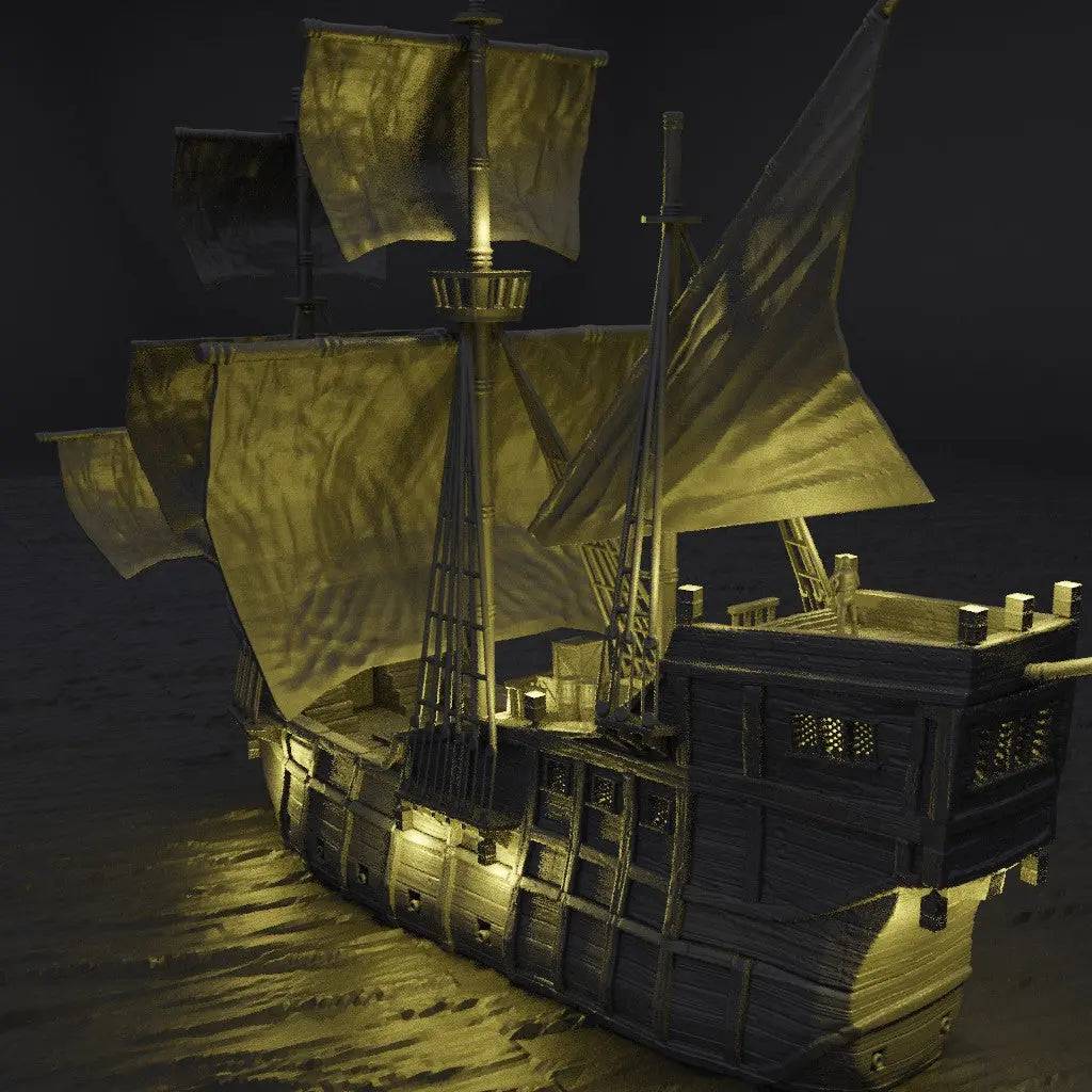 Merchant Carrack Ship | D&D TTRPG Playable Building Miniature | MiniatureLand - Tattles Told 3D