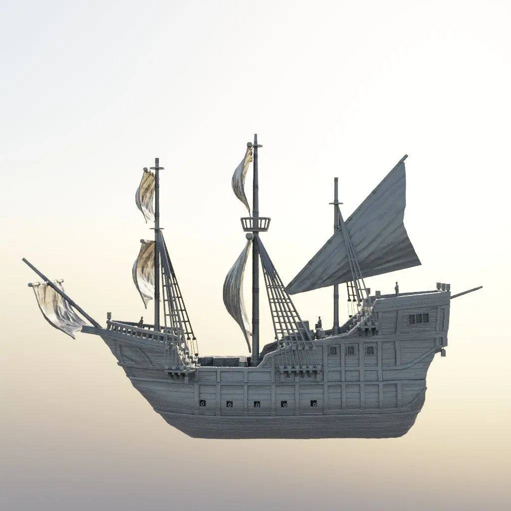 Merchant Carrack Ship | D&D TTRPG Playable Building Miniature | MiniatureLand - Tattles Told 3D