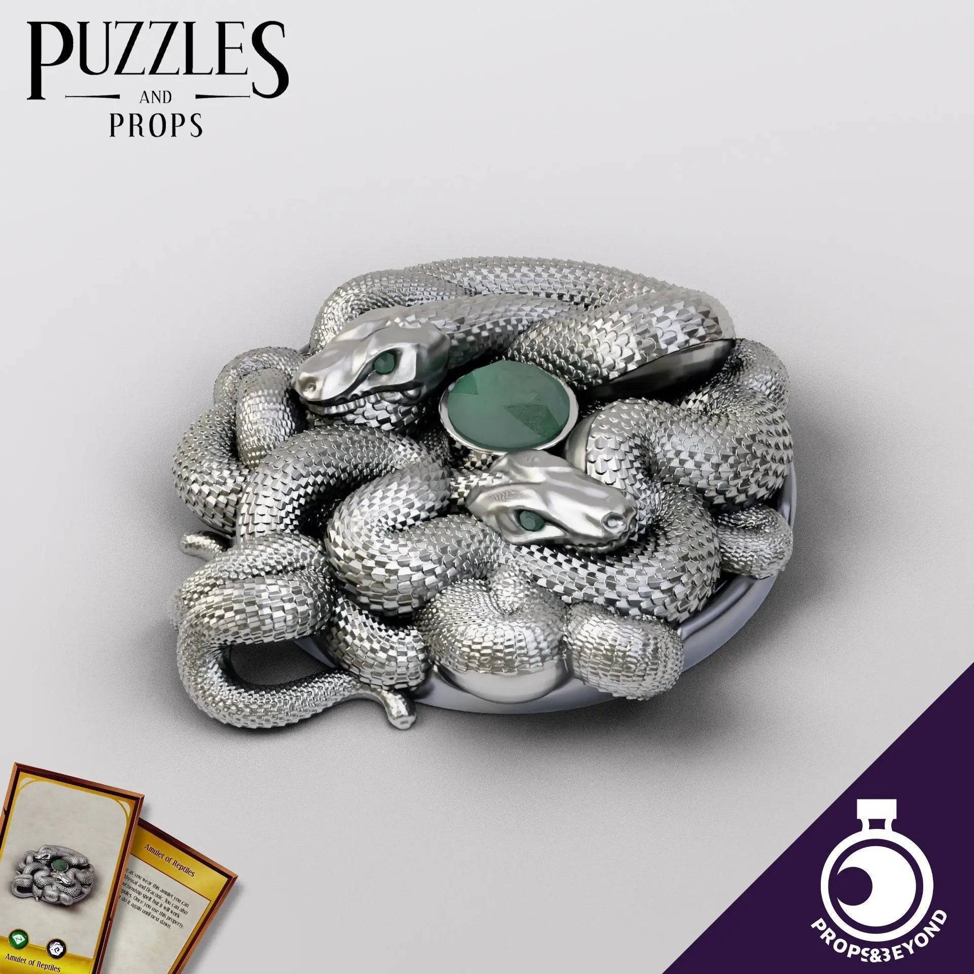 Amulet of Reptiles | TTRPG LARP Gaming Prop | Puzzles & Props - Tattles Told 3D