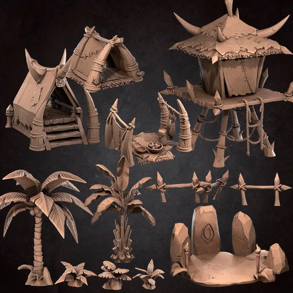 Amazons Packs | D&D Scatter Mini Jungle Scenery Plants | Bite the Bullet - Tattles Told 3D