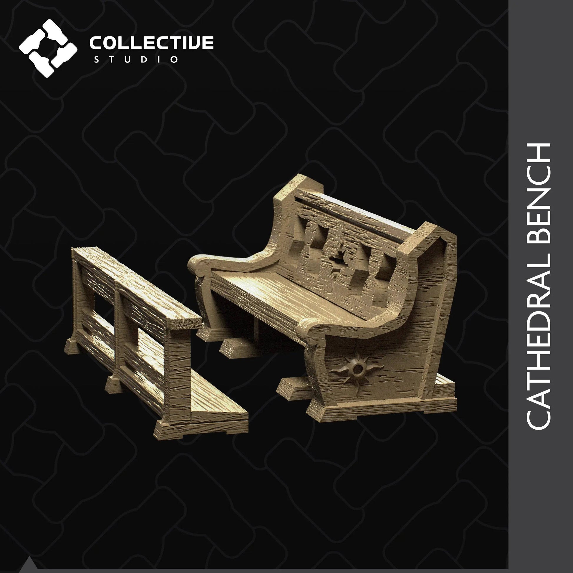 Cathedral Bench Pew | D&D Scatter Mini | Collective Studio - Tattles Told 3D