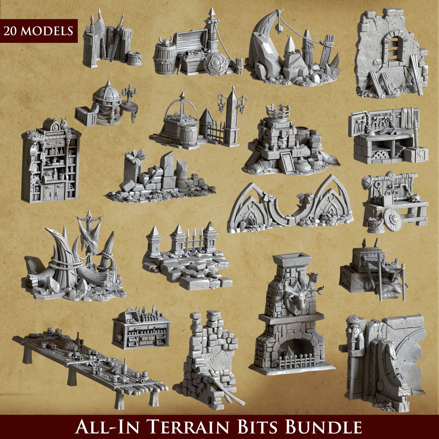 Endless Vault, Weapons, Items, Decor, Terrain | TTRPG Scatter Diorama Kitbashing Miniature | Cast n Play