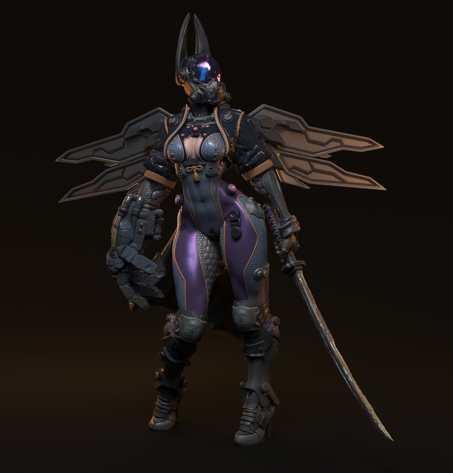 Teska Ai, Cyberpunk Soldier | Pin Up D&D TTRPG Miniature | Hardwitch Games