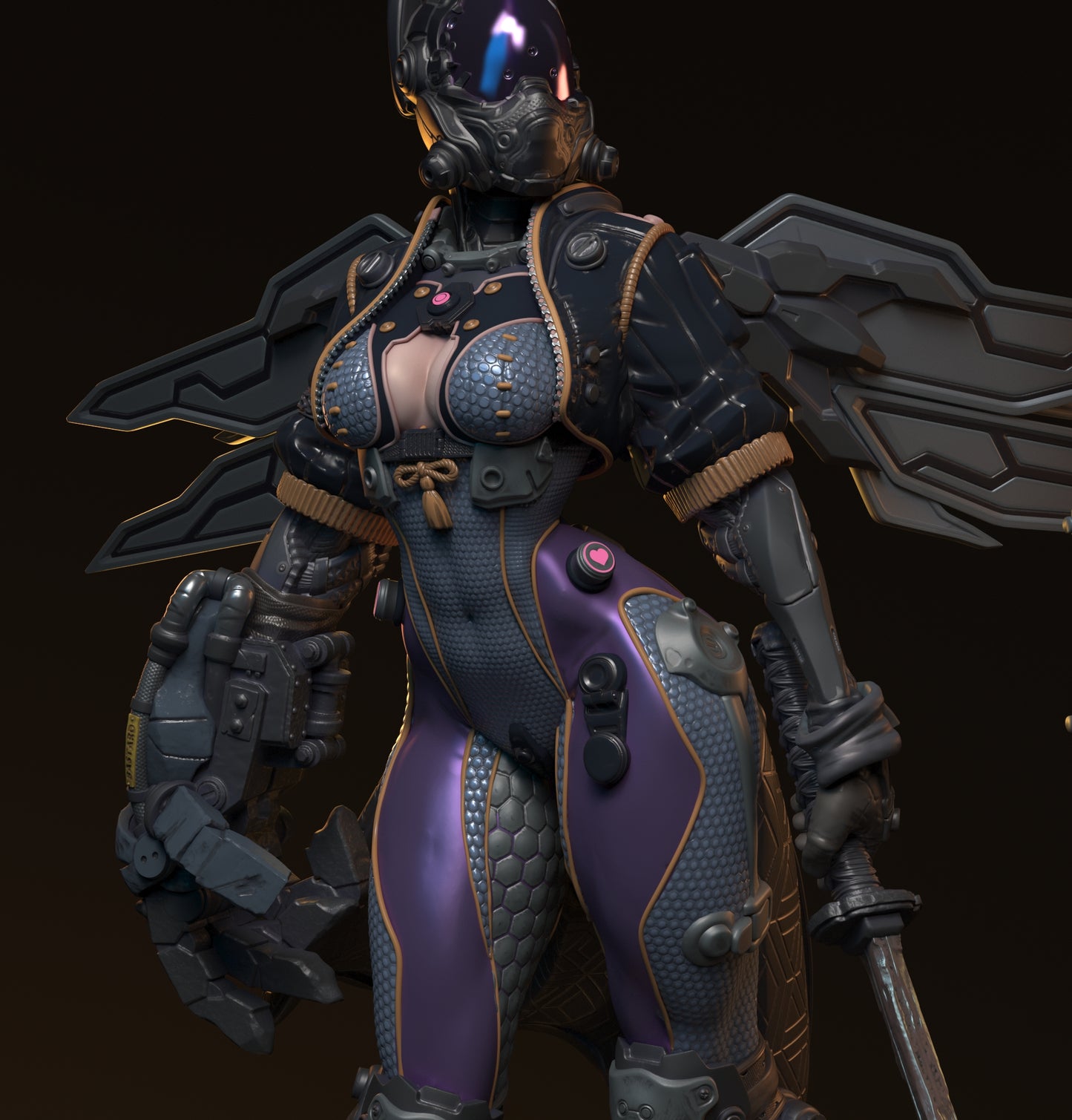 Teska Ai, Cyberpunk Soldier | Pin Up D&D TTRPG Miniature | Hardwitch Games