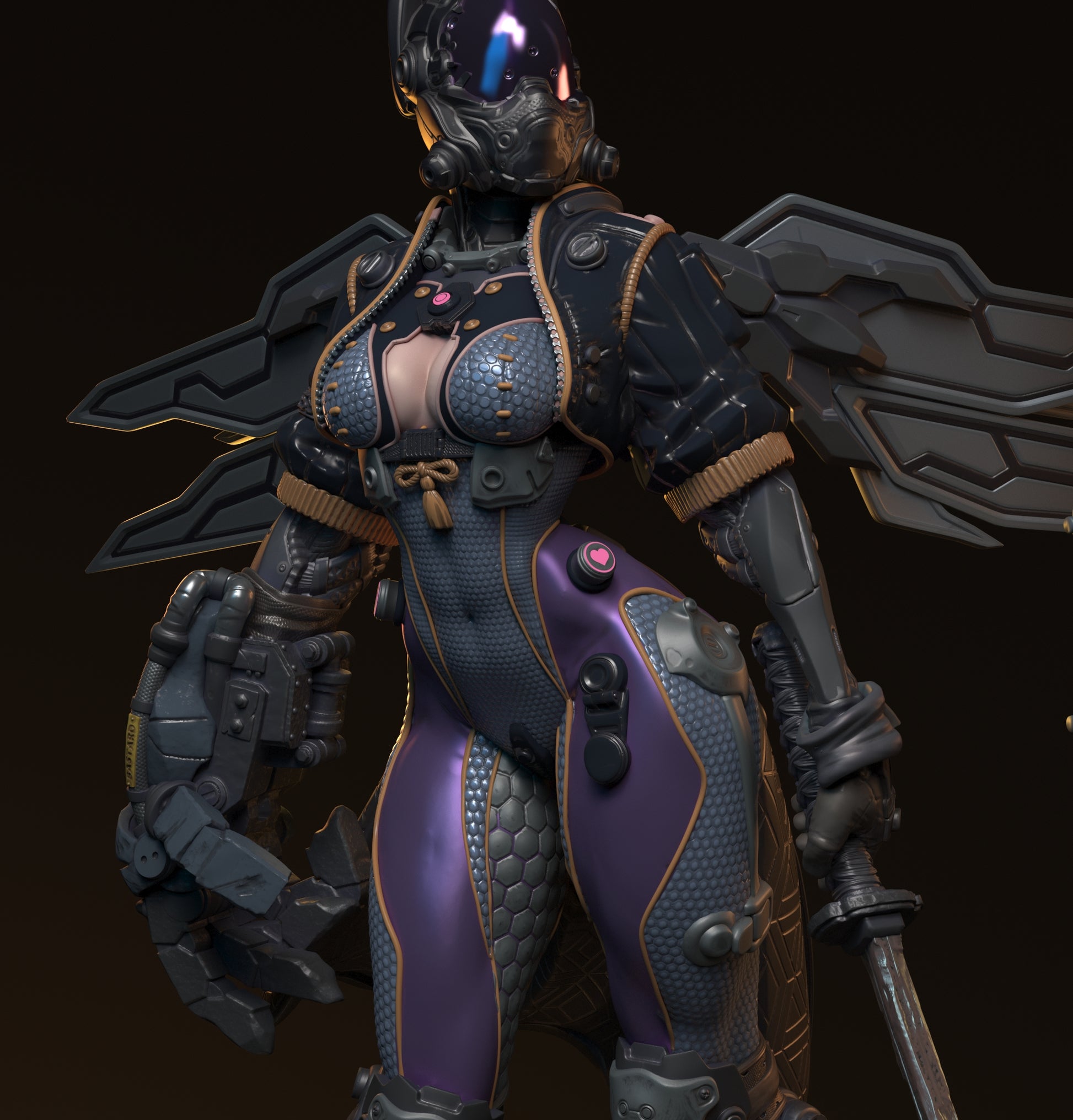 Teska Ai, Cyberpunk Soldier | Pin Up D&D TTRPG Miniature | Hardwitch Games