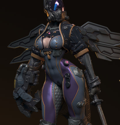 Teska Ai, Cyberpunk Soldier | Pin Up D&D TTRPG Miniature | Hardwitch Games