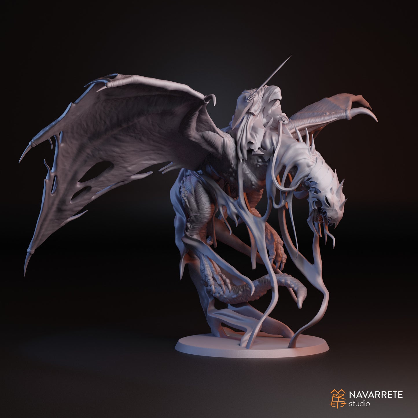 Detailed image of The Corrupted tabletop gaming miniature by Tattles Told 3D, featuring a dark, menacing character with intricate details.