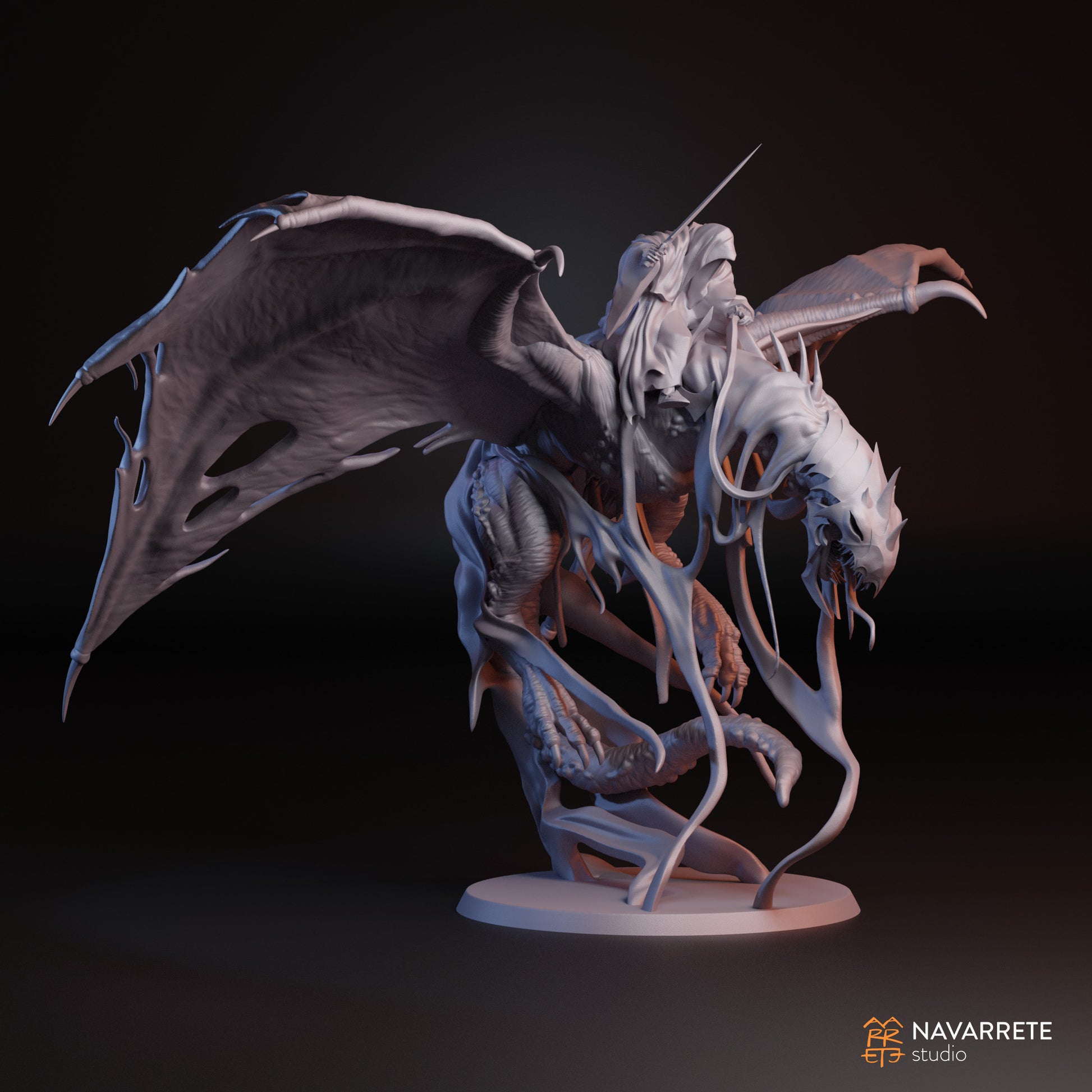 Detailed image of The Corrupted tabletop gaming miniature by Tattles Told 3D, featuring a dark, menacing character with intricate details.