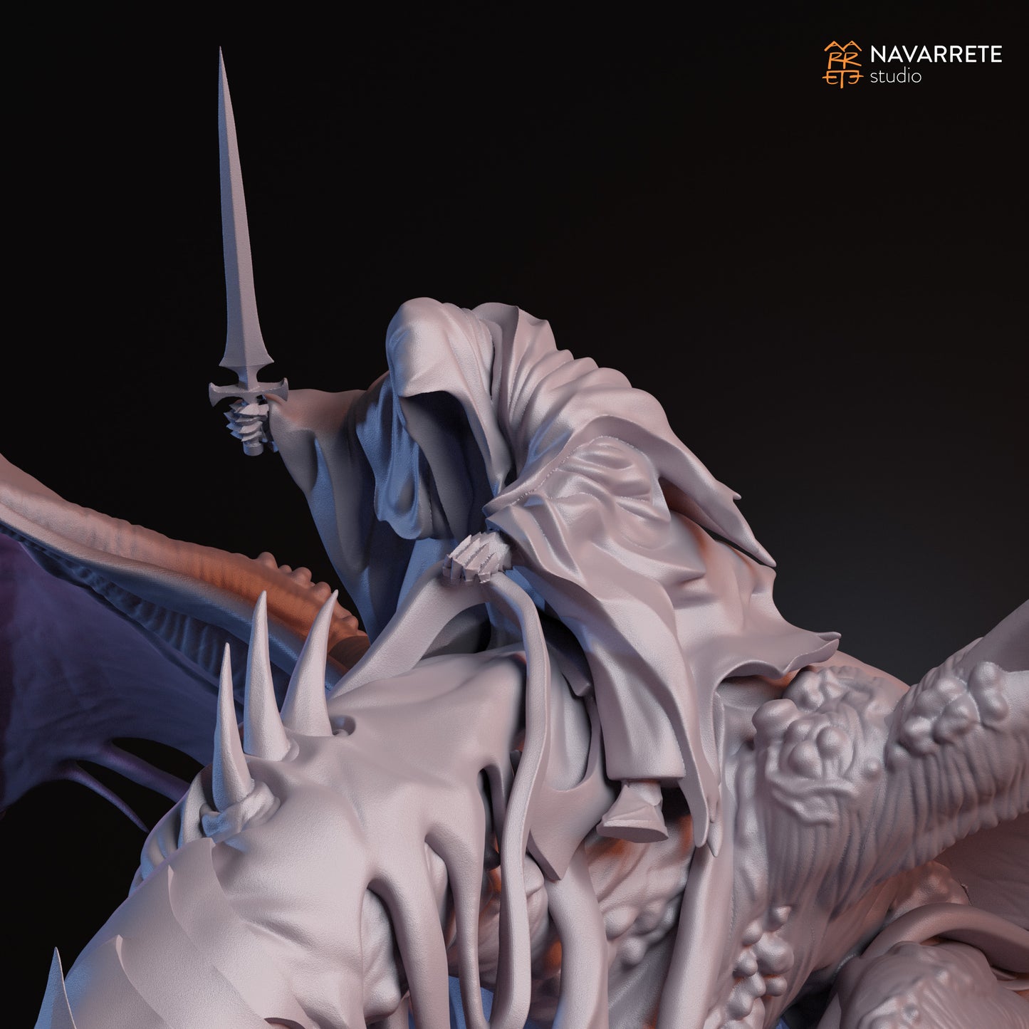 Detailed image of The Corrupted tabletop gaming miniature by Navarrete Studio, crafted by Tattles Told 3D, showing intricate sculpting and details.
