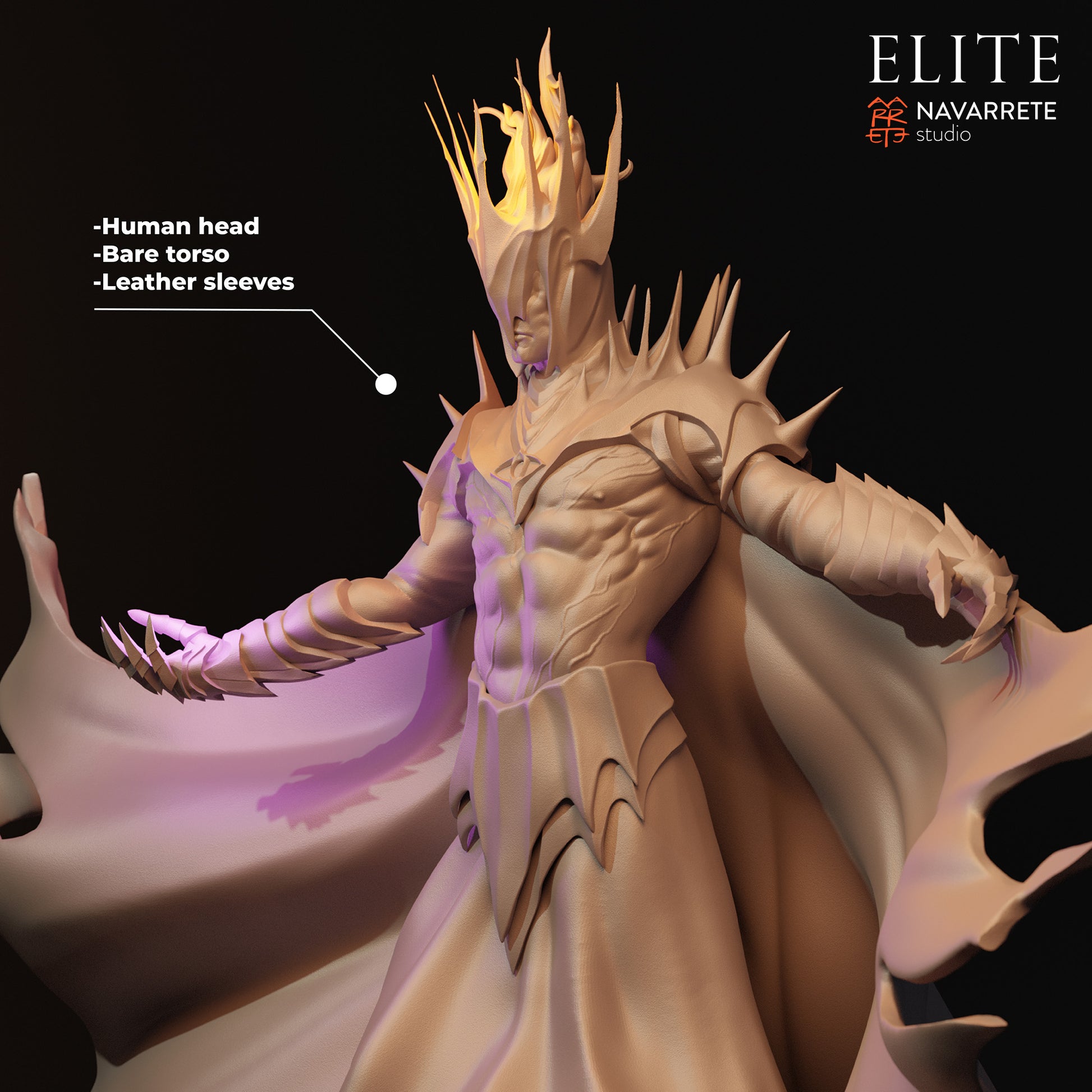 Detailed image of The Lord Necromancer tabletop gaming miniature by Tattles Told 3D, featuring dark robes and intricate skull details.