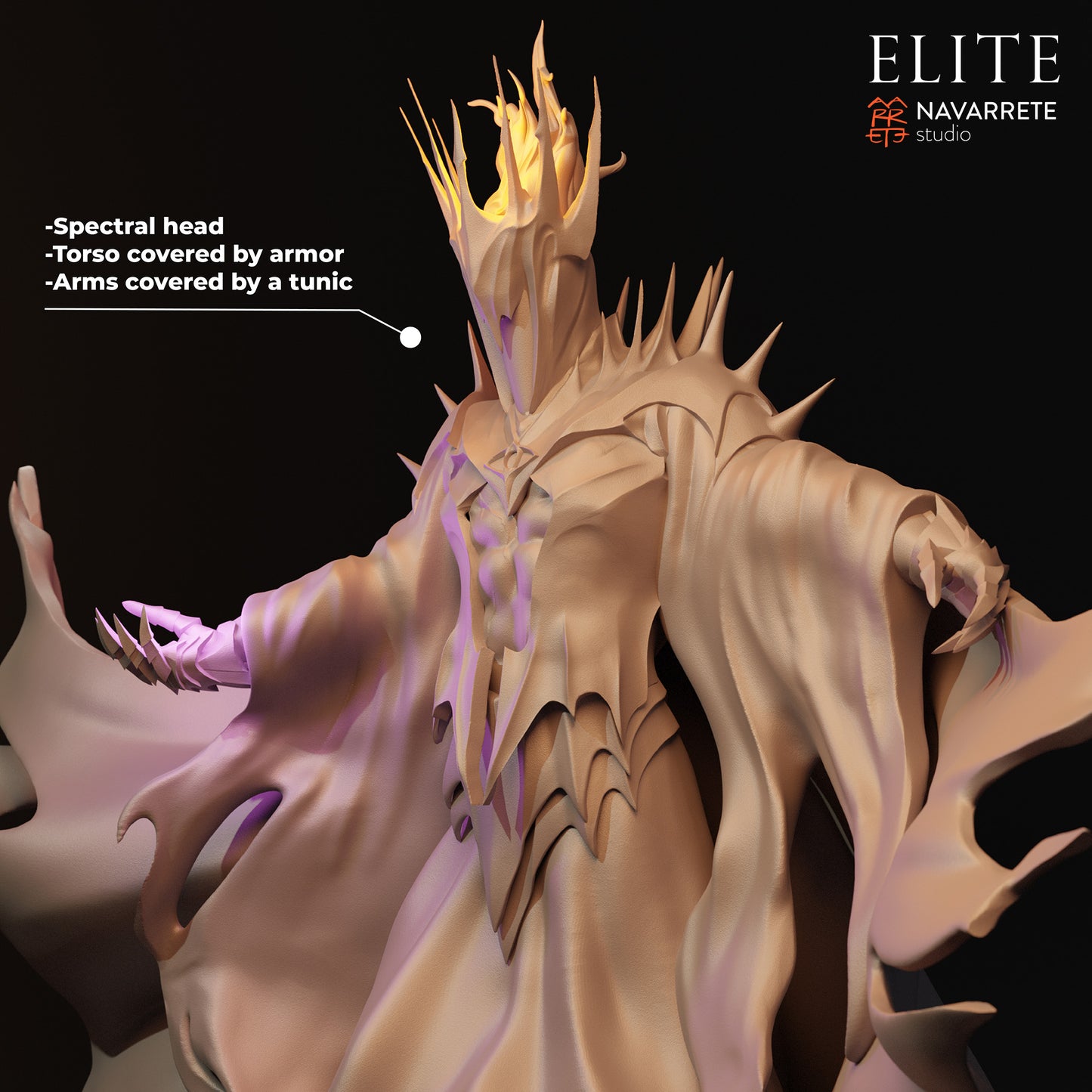 Detailed image of The Lord Necromancer tabletop gaming miniature by Tattles Told 3D, featuring a dark, imposing figure with mystical details.