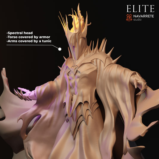 Detailed image of The Lord Necromancer tabletop gaming miniature by Tattles Told 3D, featuring a dark, imposing figure with mystical details.