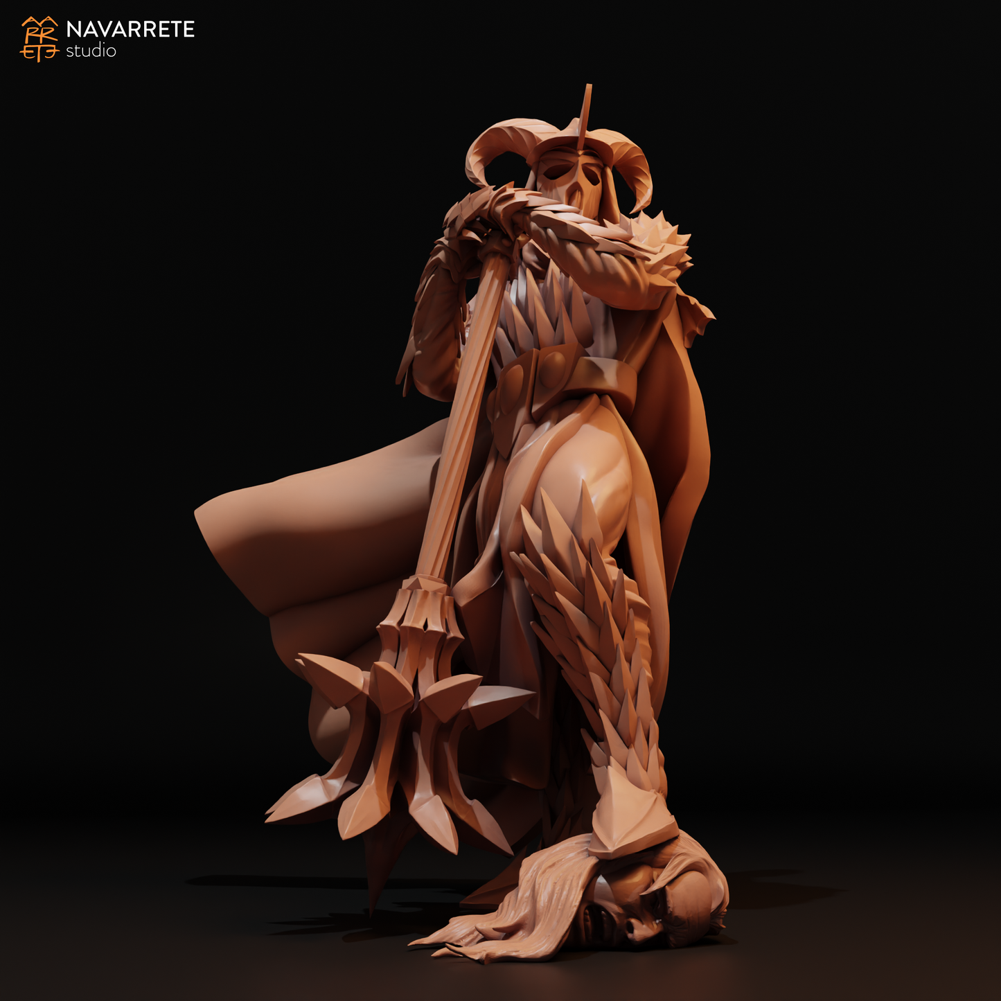 Detailed image of The Oriental King tabletop gaming miniature by Navarrete Studio, crafted by Tattles Told 3D.