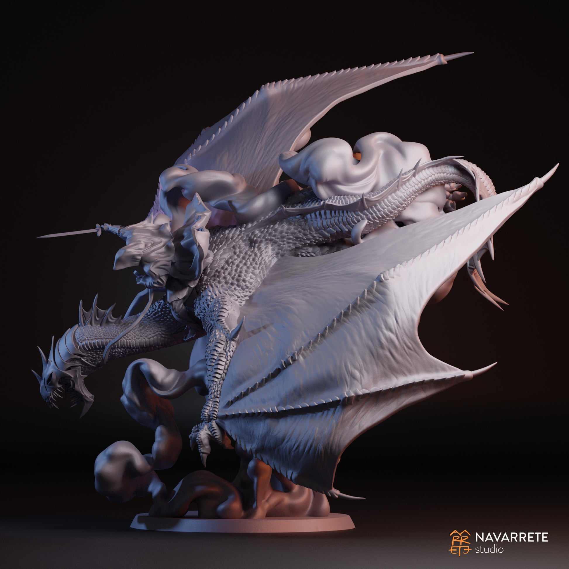 Colorful tabletop gaming miniature of The Spectrum King 2 by Tattles Told 3D, featuring intricate details and vibrant paintwork.