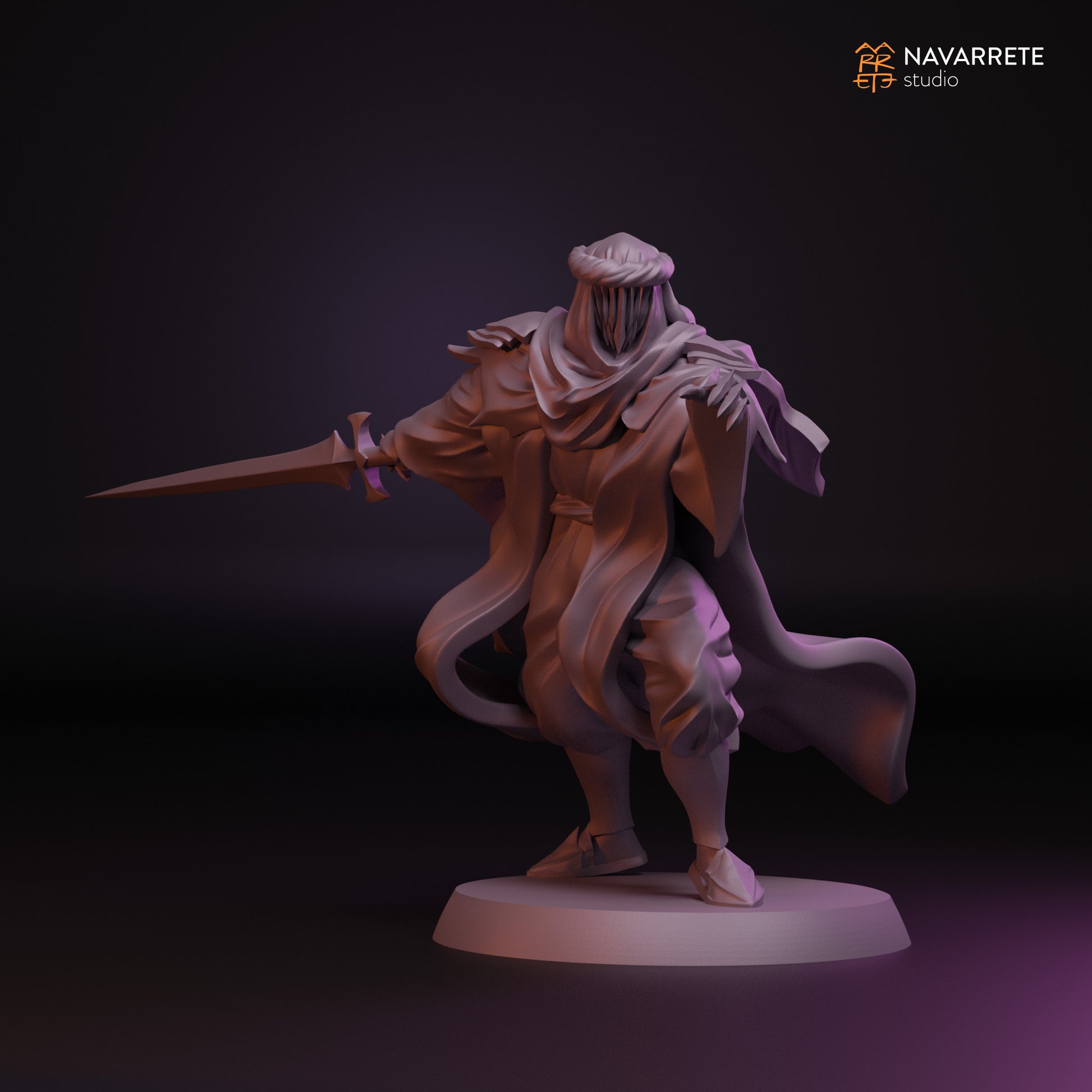 Tattles Told 3D Treacherous Spectre tabletop gaming miniature on a horse by Navarrete Studio, detailed fantasy figure for gaming.