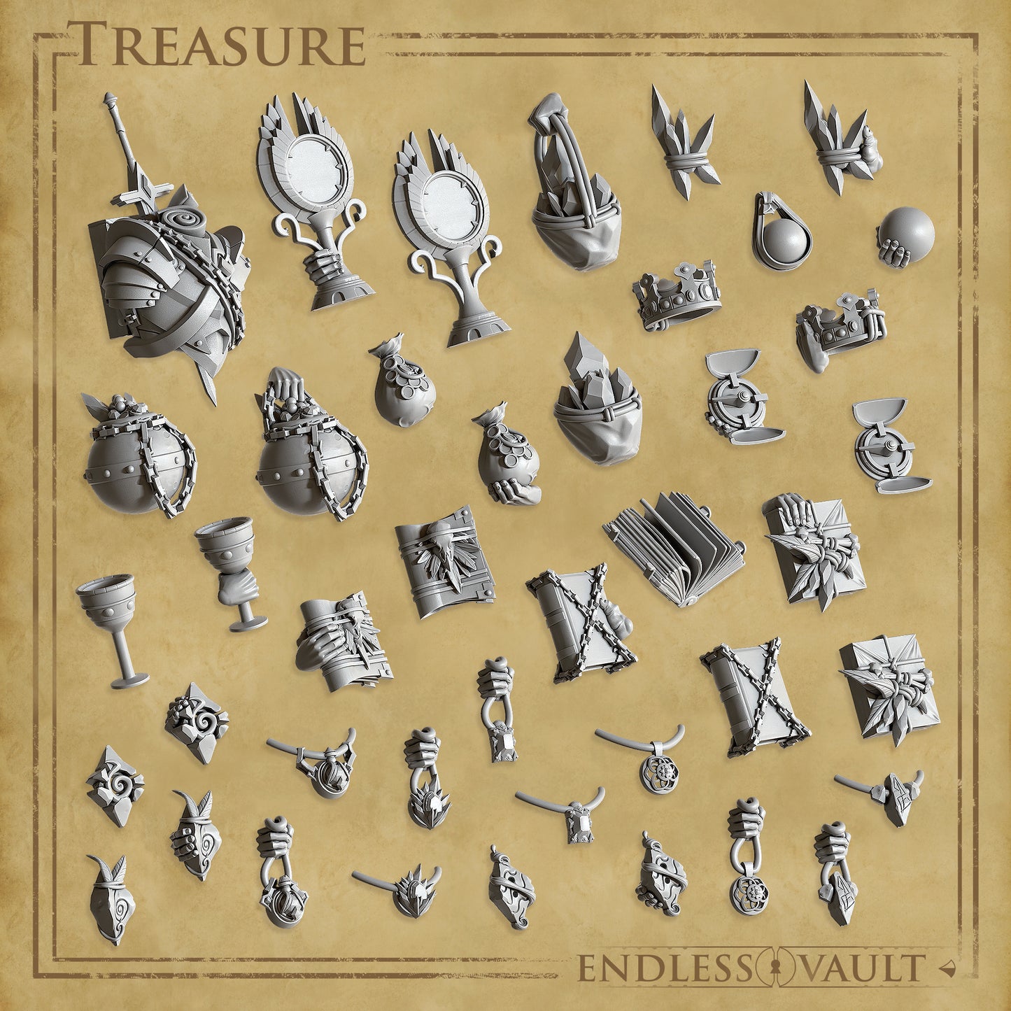 Endless Vault, Weapons, Items, Decor, Terrain | TTRPG Scatter Diorama Kitbashing Miniature | Cast n Play