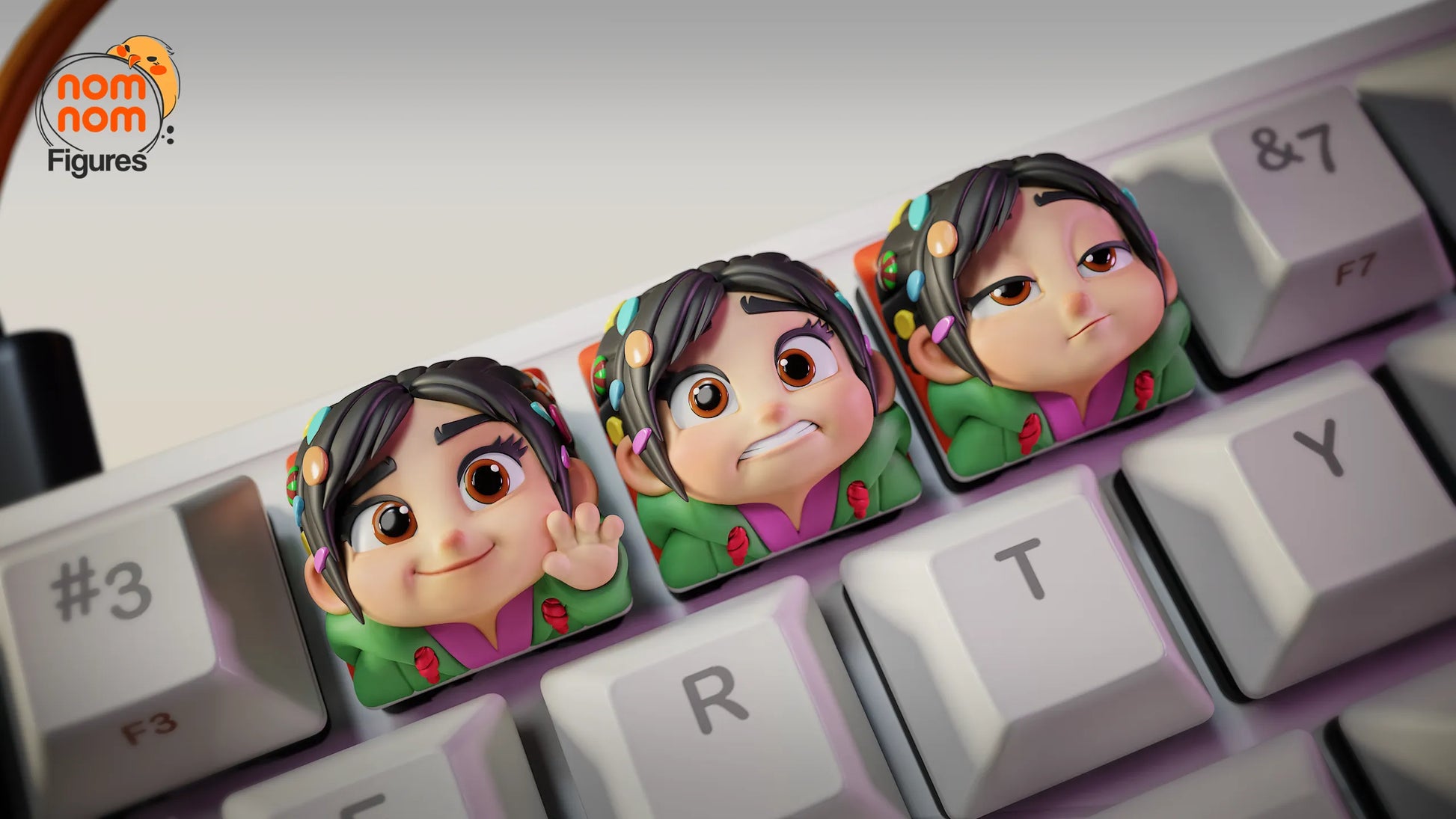 Keycaps - Sweetie Racer | 3D Printed Resin Anime Fan Art | Nomnom Figures