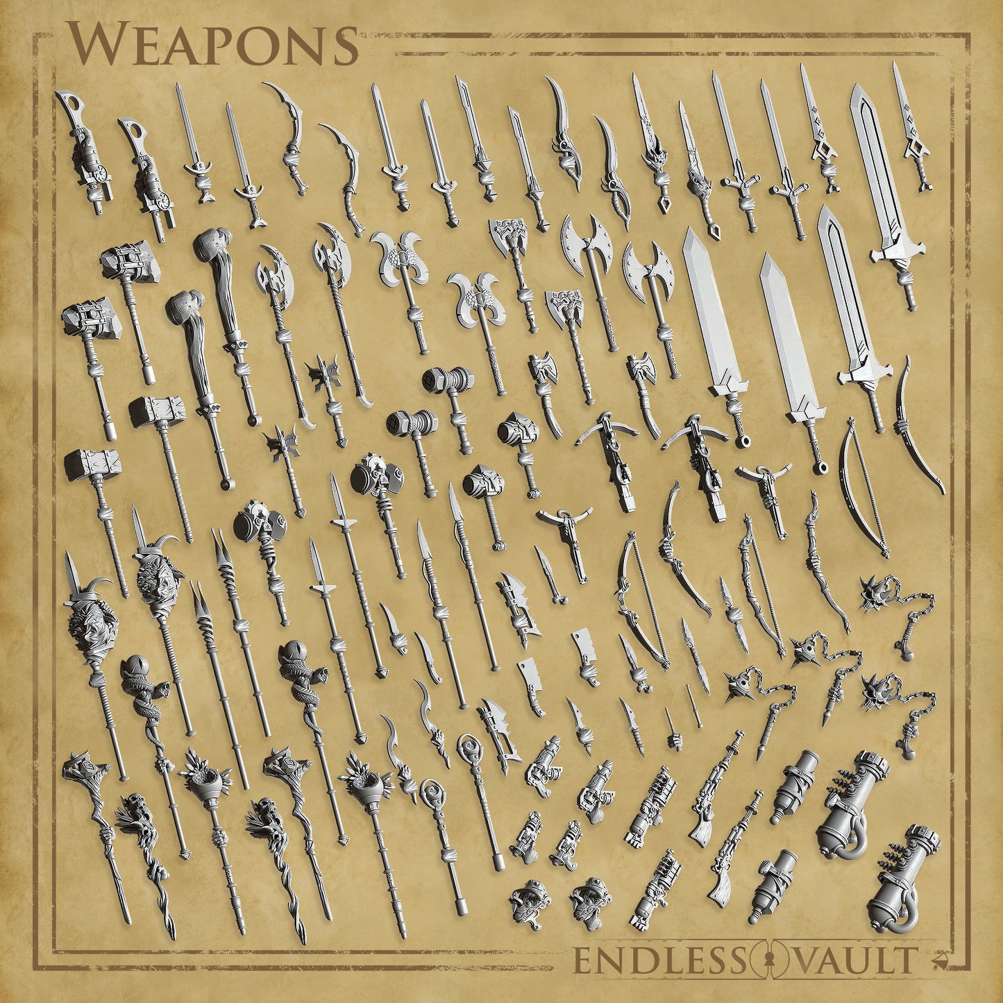 Endless Vault, Weapons, Items, Decor, Terrain | TTRPG Scatter Diorama Kitbashing Miniature | Cast n Play