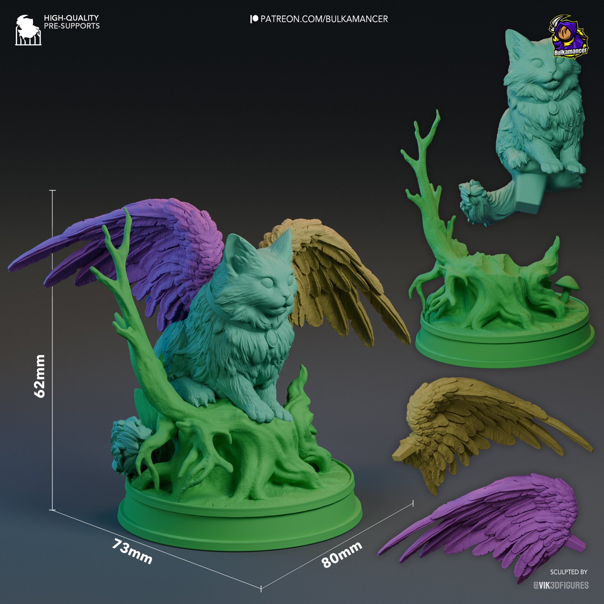 Winged Cat | Resin Garage Kit Figure Game Fan Art | Bulkamancer Sculpts